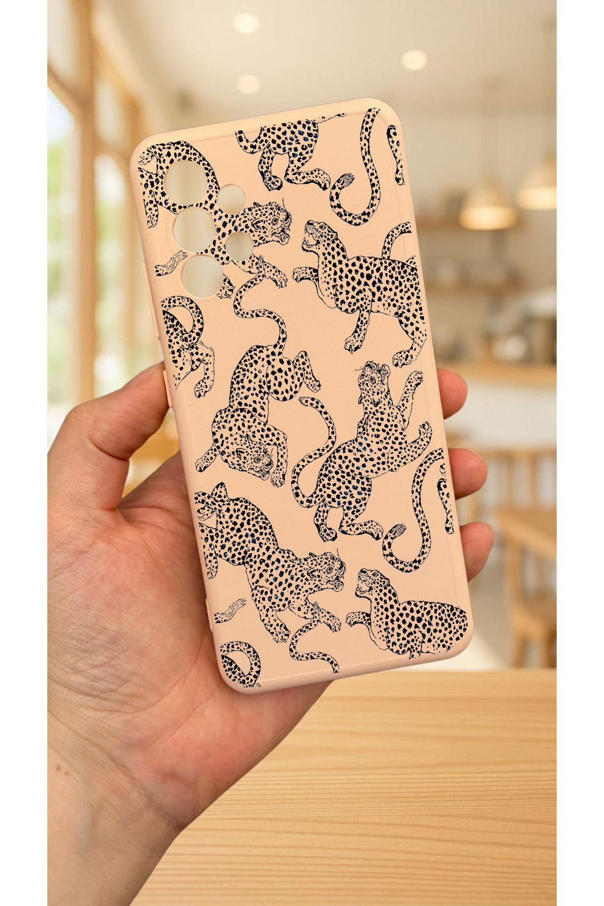 Samsung Galaxy A32 -PUDRA LEOPAR Silikon Darbe Emici Klasik Korumalı Rubber Kılıf