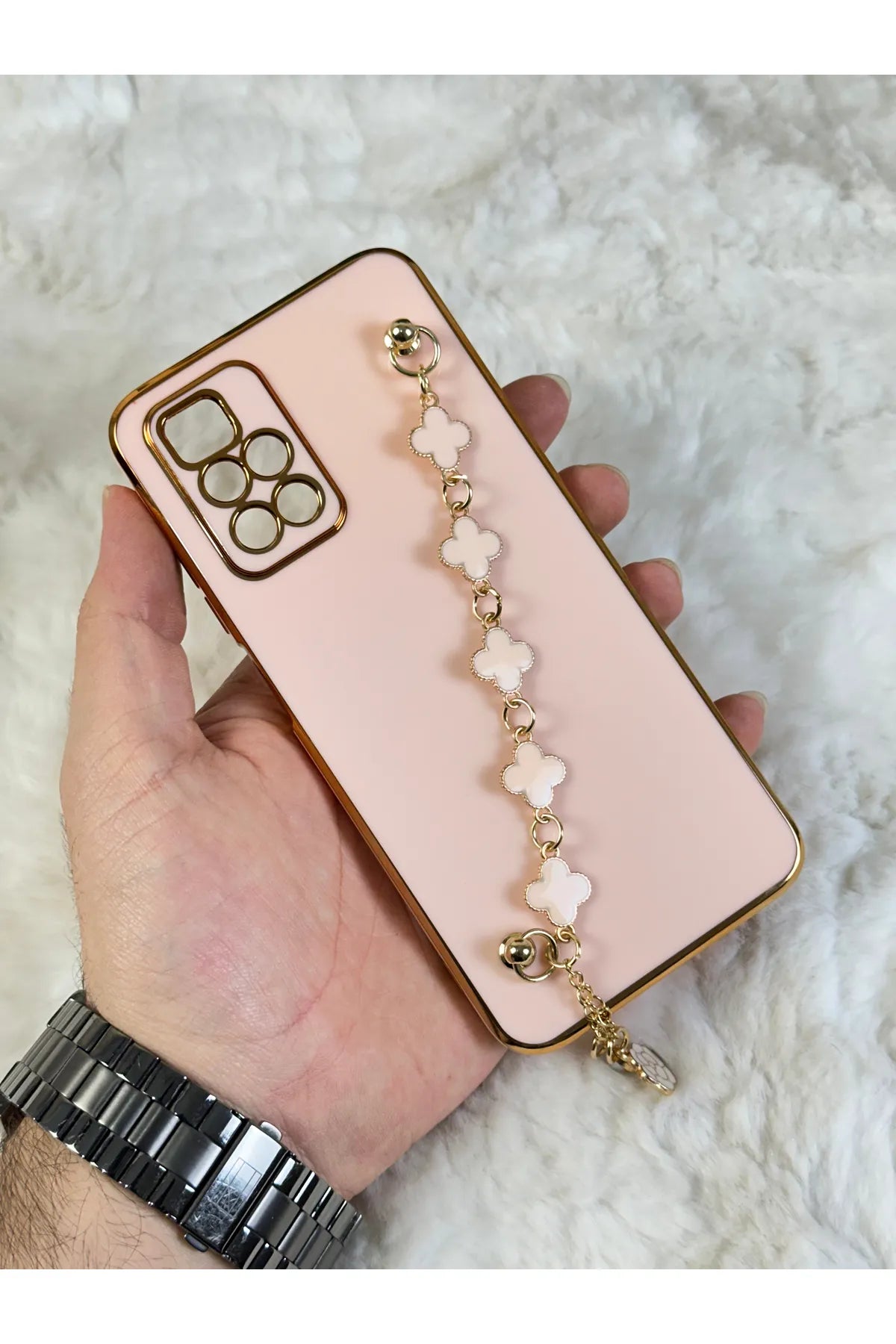 Xiaomi Redmi 10 Gold Kenarlı Parlak Kamera Korumalı Elçek Kılıf