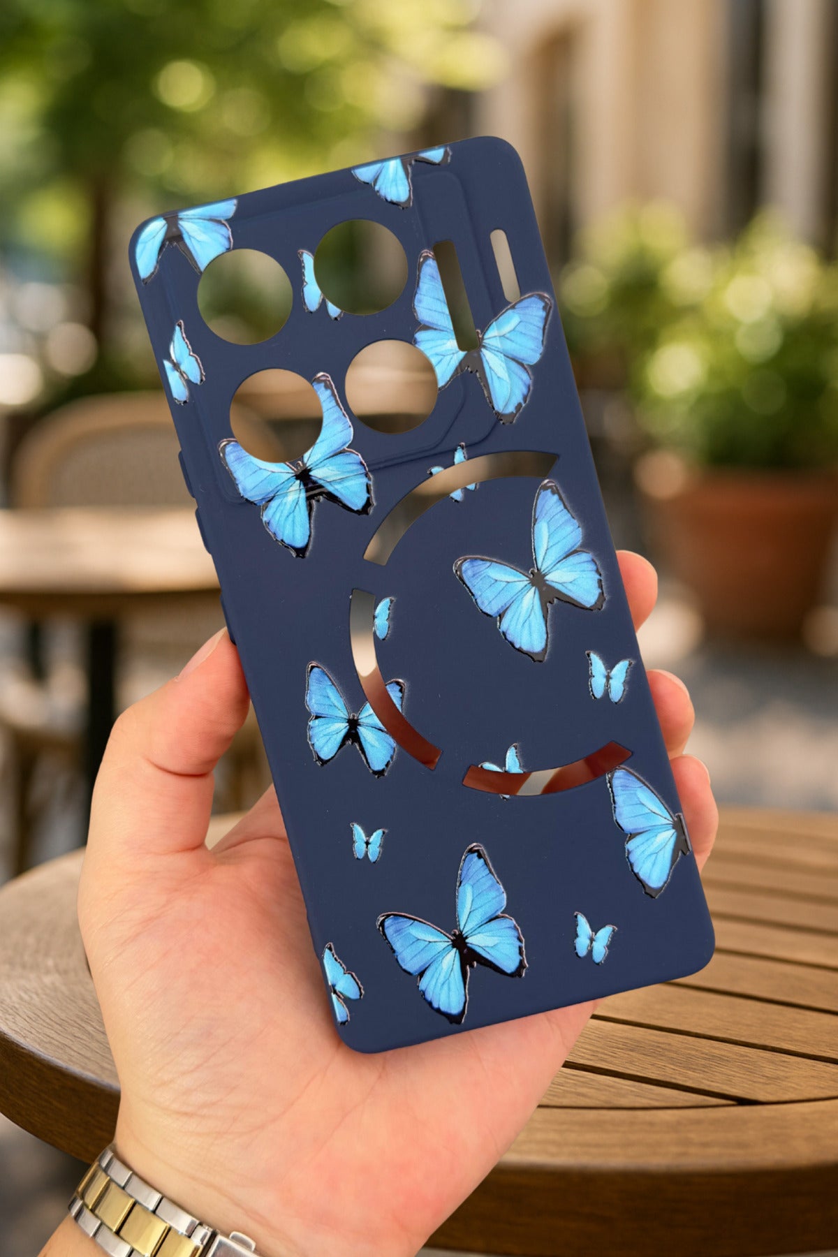 İnfinix GT 20 Pro-MAVİ KELEBEK DESENLİ Silikon Darbe Emici Klasik Korumalı Rubber Kılıf