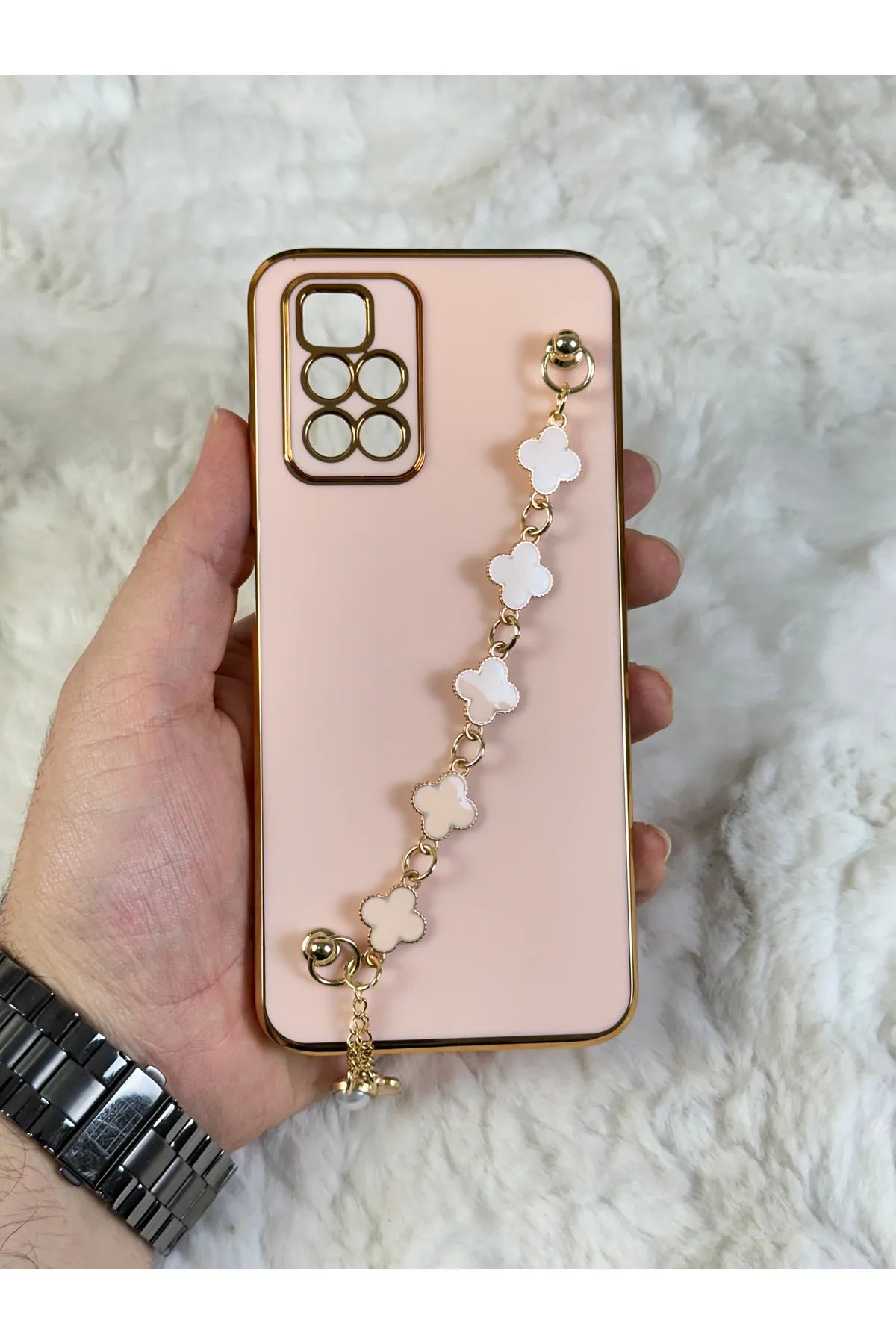 Xiaomi Redmi 10 Gold Kenarlı Parlak Kamera Korumalı Elçek Kılıf