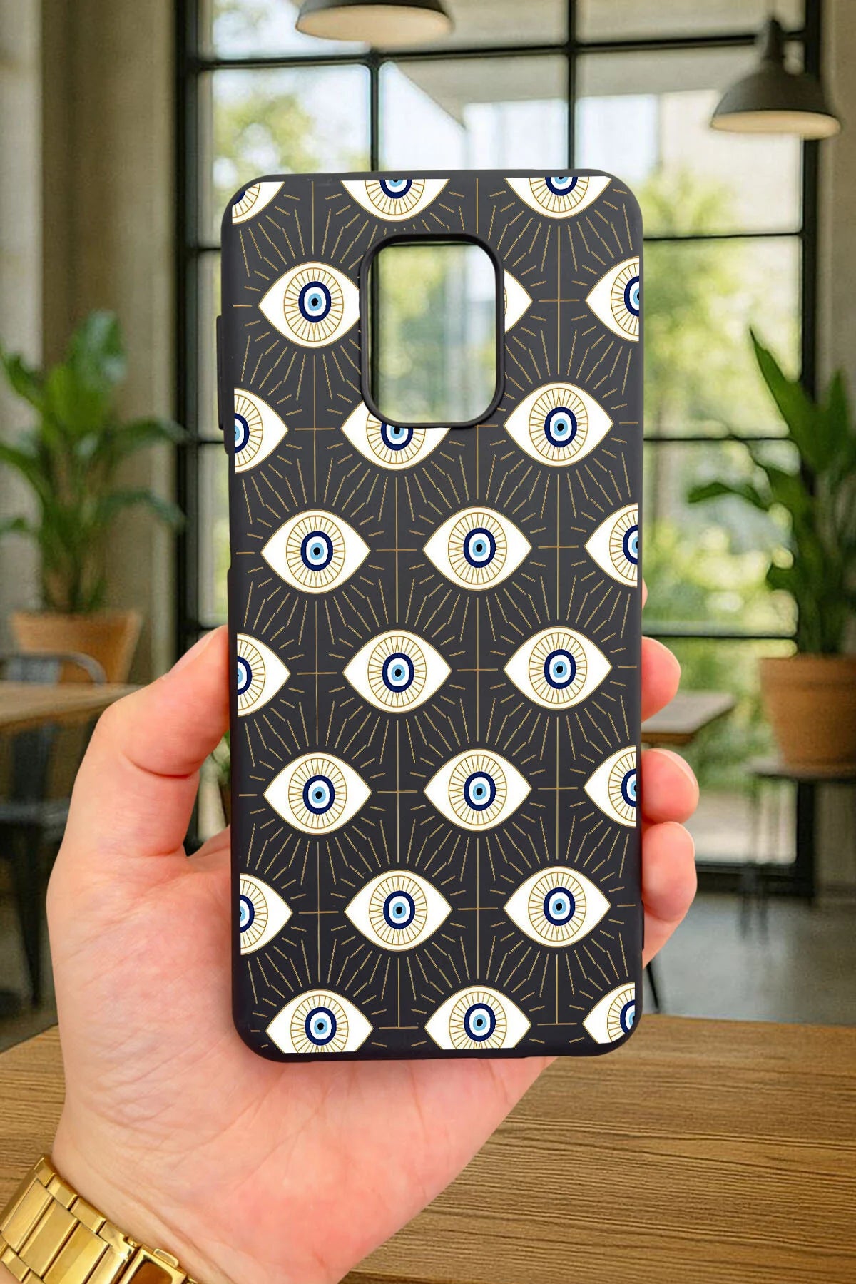 Redmi Note 9 Pro/9S Uyumlu EVIL EYE DESENLİ Silikon Darbe Emici Klasik Korumalı Rubber Kılıf