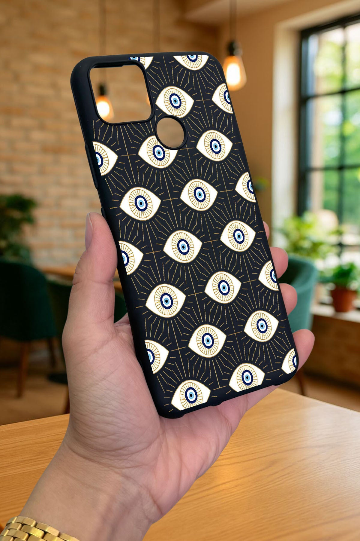 Realme C25 -EVIL EYE DESENLİ Silikon Darbe Emici Klasik Korumalı Rubber Kılıf