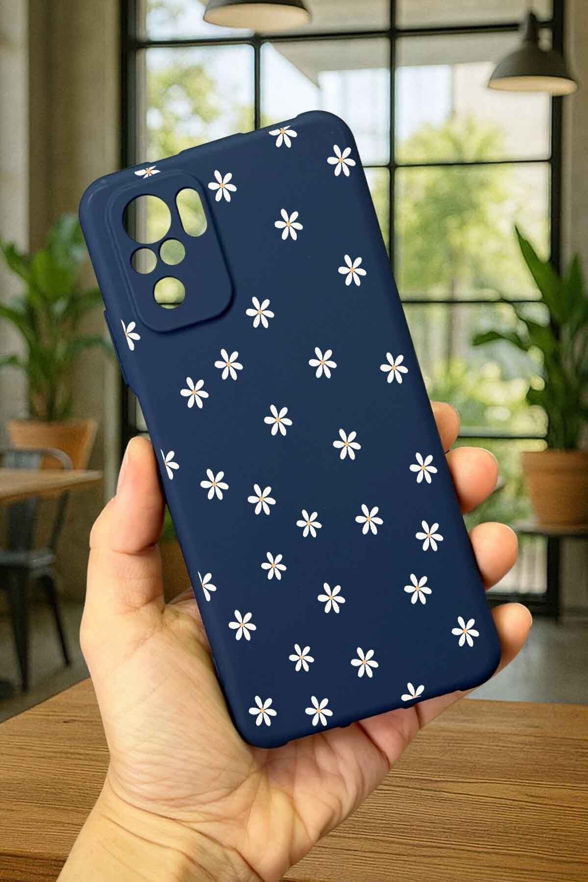 Redmi Note 10 ve 10S Uyumlu MİNİ PAPATYA DESENLİ Silikon Darbe Emici Klasik Korumalı Rubber Kılıf