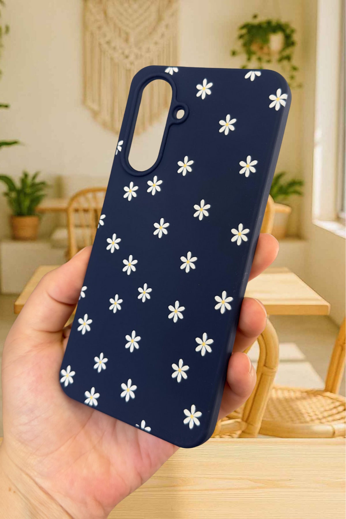 Samsung Galaxy A56 Uyumlu Mini Papatya Desenli Silikon Darbe Emici Klasik Korumalı Rubber Kılıf