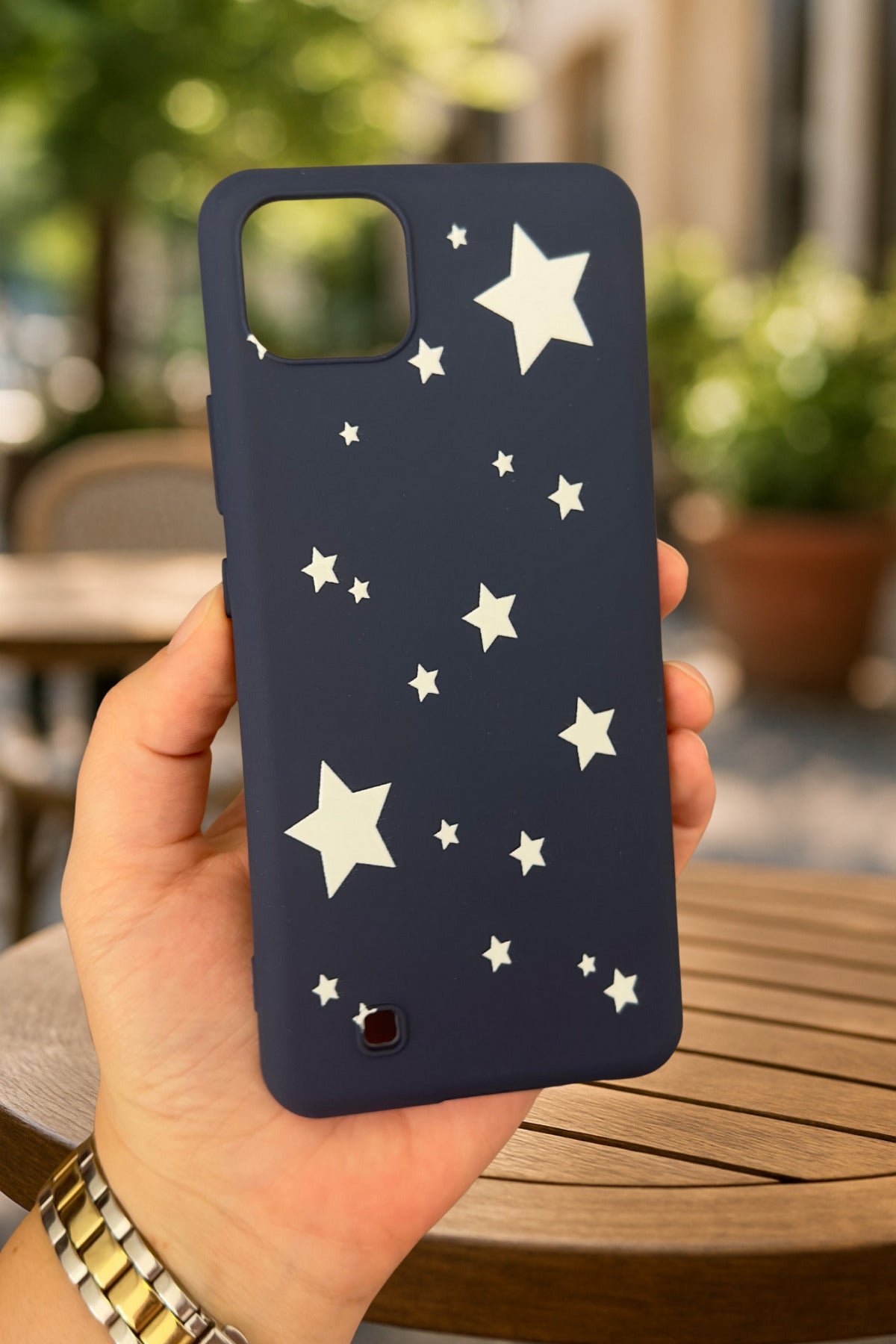 Realme C11 -MİNİ YILDIZ DESENLİ Silikon Darbe Emici Klasik Korumalı Rubber Kılıf