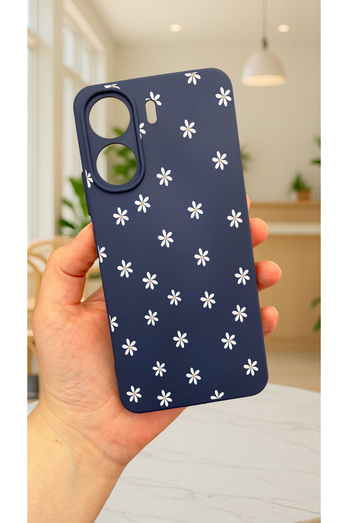 REDMİ 13C-MİNİ PAPATYA DESENLİ Lansman Kamera Korumalı Yumuşak Silikon RUBBER Kılıf