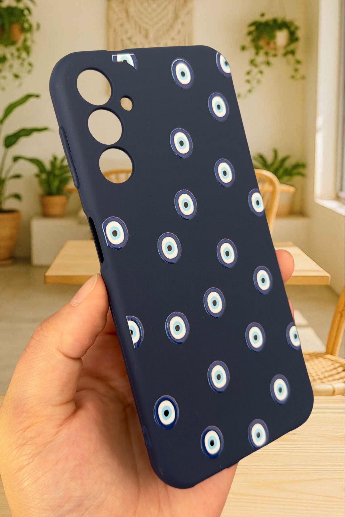 Samsung Galaxy A25 Uyumlu Nazar Boncuk Desenli Silikon Darbe Emici Klasik Korumalı Rubber Kılıf