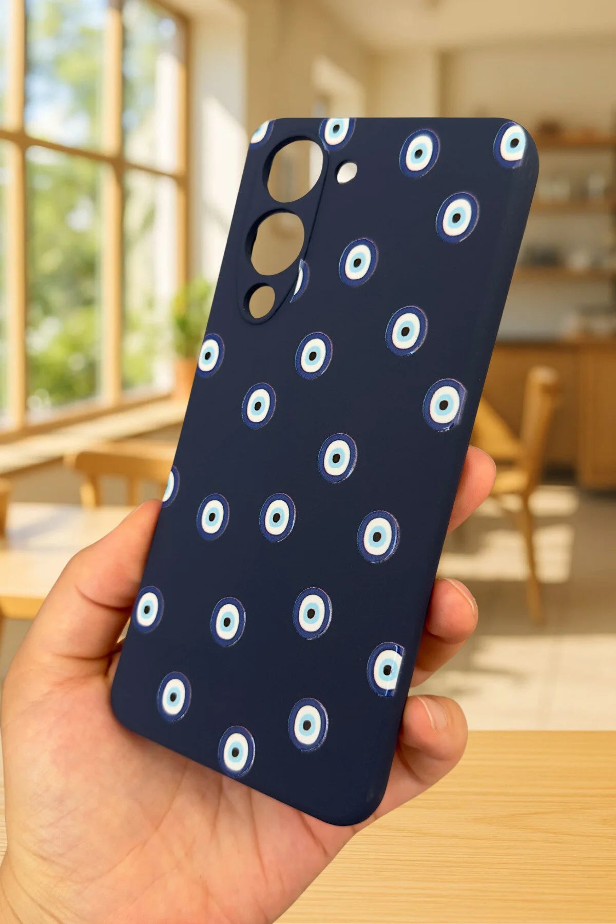 VİVO Y19 Uyumlu Nazar Boncuk Desenli Silikon Darbe Emici Klasik Korumalı Rubber Kılıf
