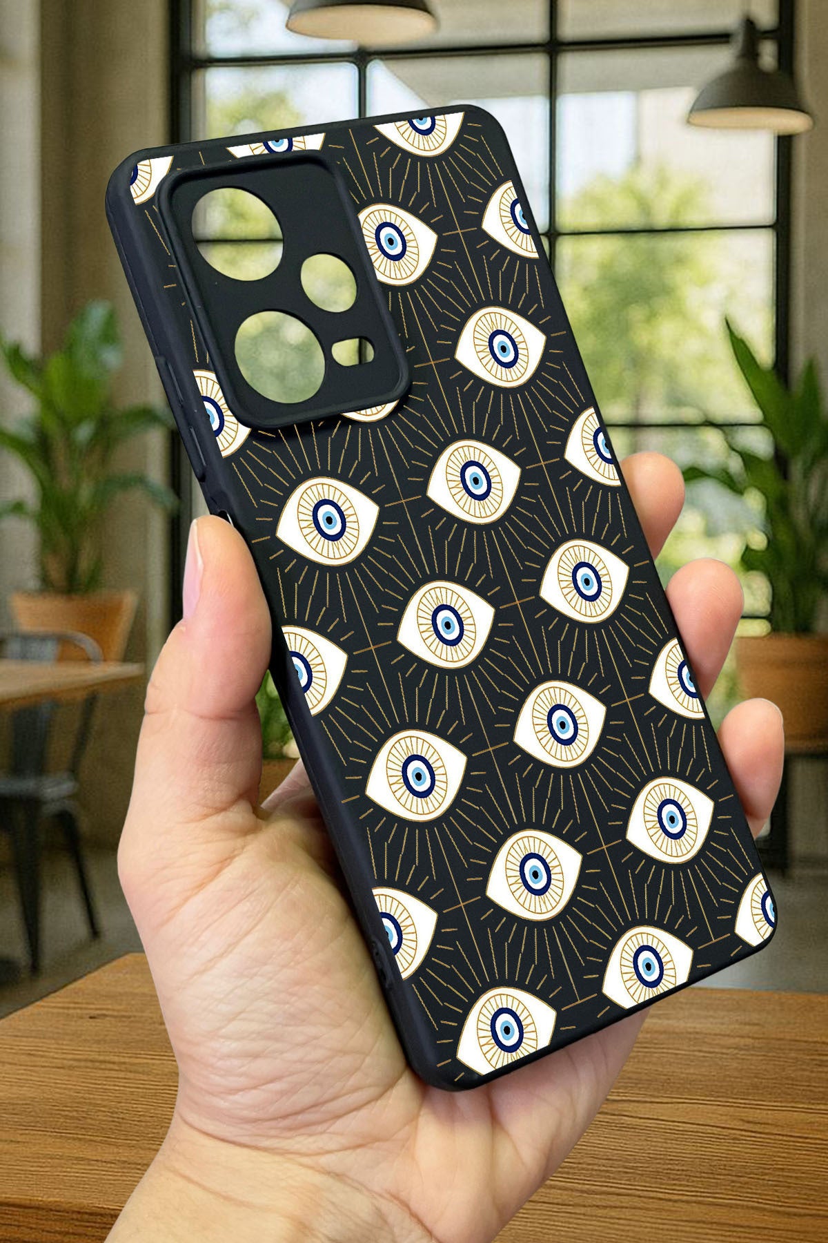 Xiaomi Redmi Note 12 Pro 5G EVIL EYE DESENLİ Silikon Darbe Emici Klasik Korumalı Rubber Kılıf