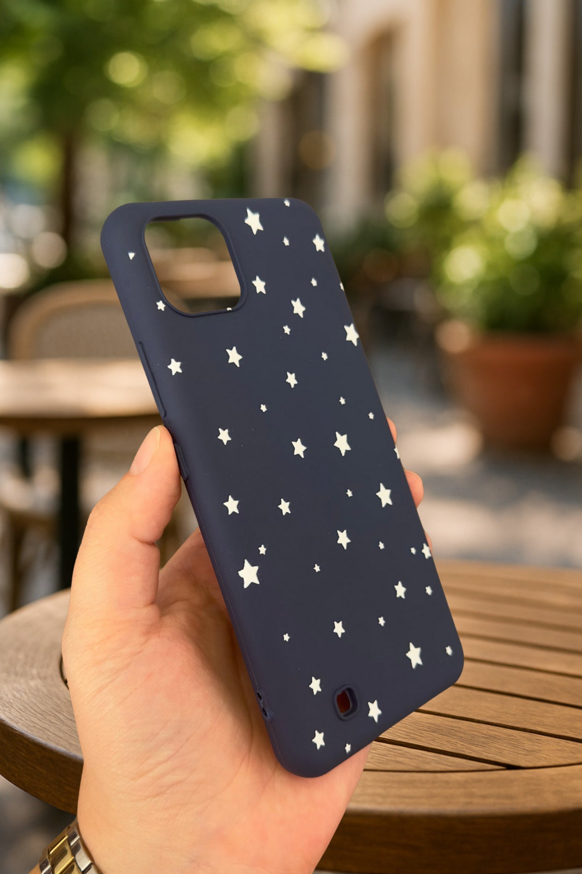 Realme C11 - MİNİMAL YILDIZ DESENLİ Silikon Darbe Emici Klasik Korumalı Rubber Kılıf