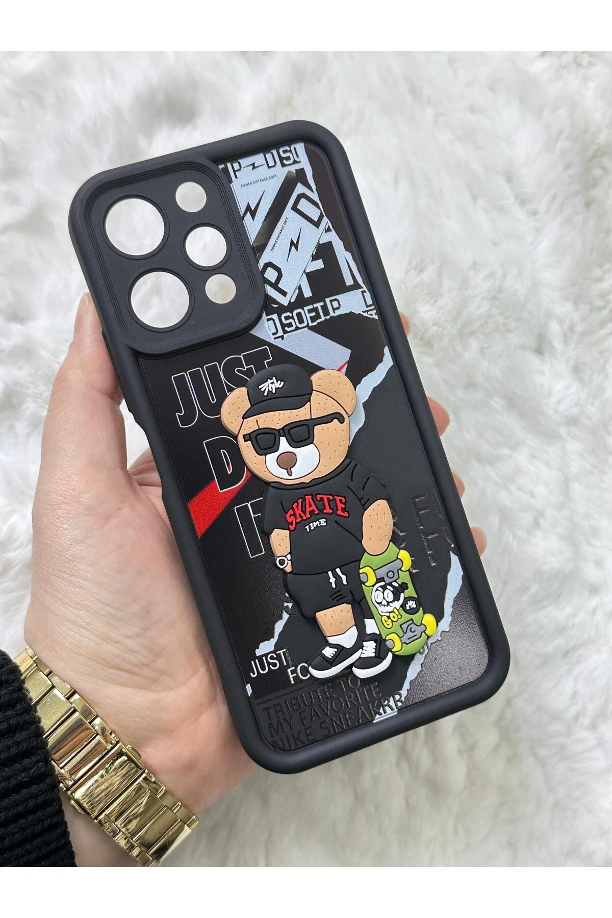 Xiaomi Redmi 12 4g - Kabartmalı 3D Ayıcık Desenli Silikon Kamera Korumalı Lansman Ayıcıklı Kılıf