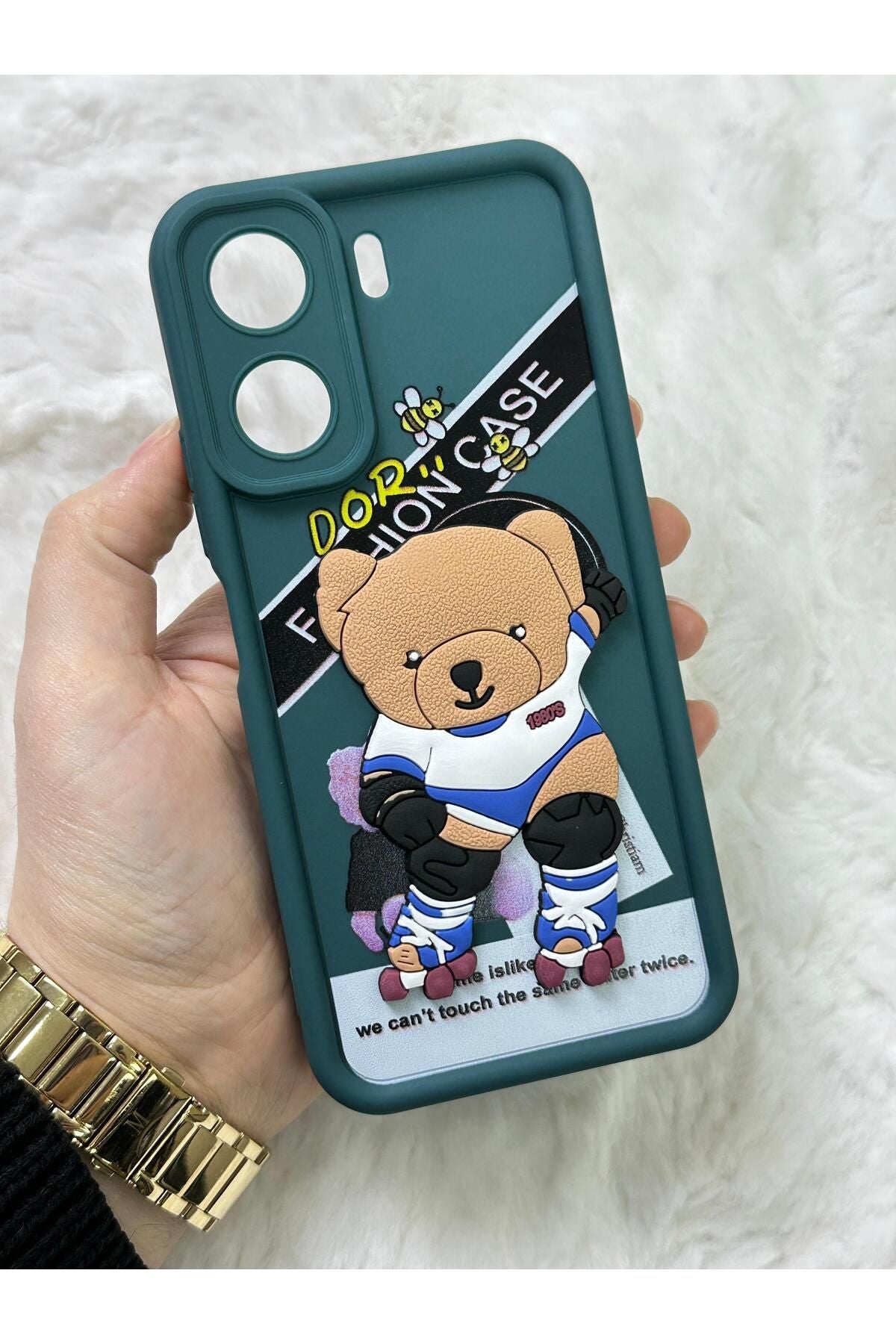 Xiaomi Redmi 13C - Kabartmalı 3D Ayıcık Desenli Silikon Kamera Korumalı Lansman Ayıcıklı Kılıf