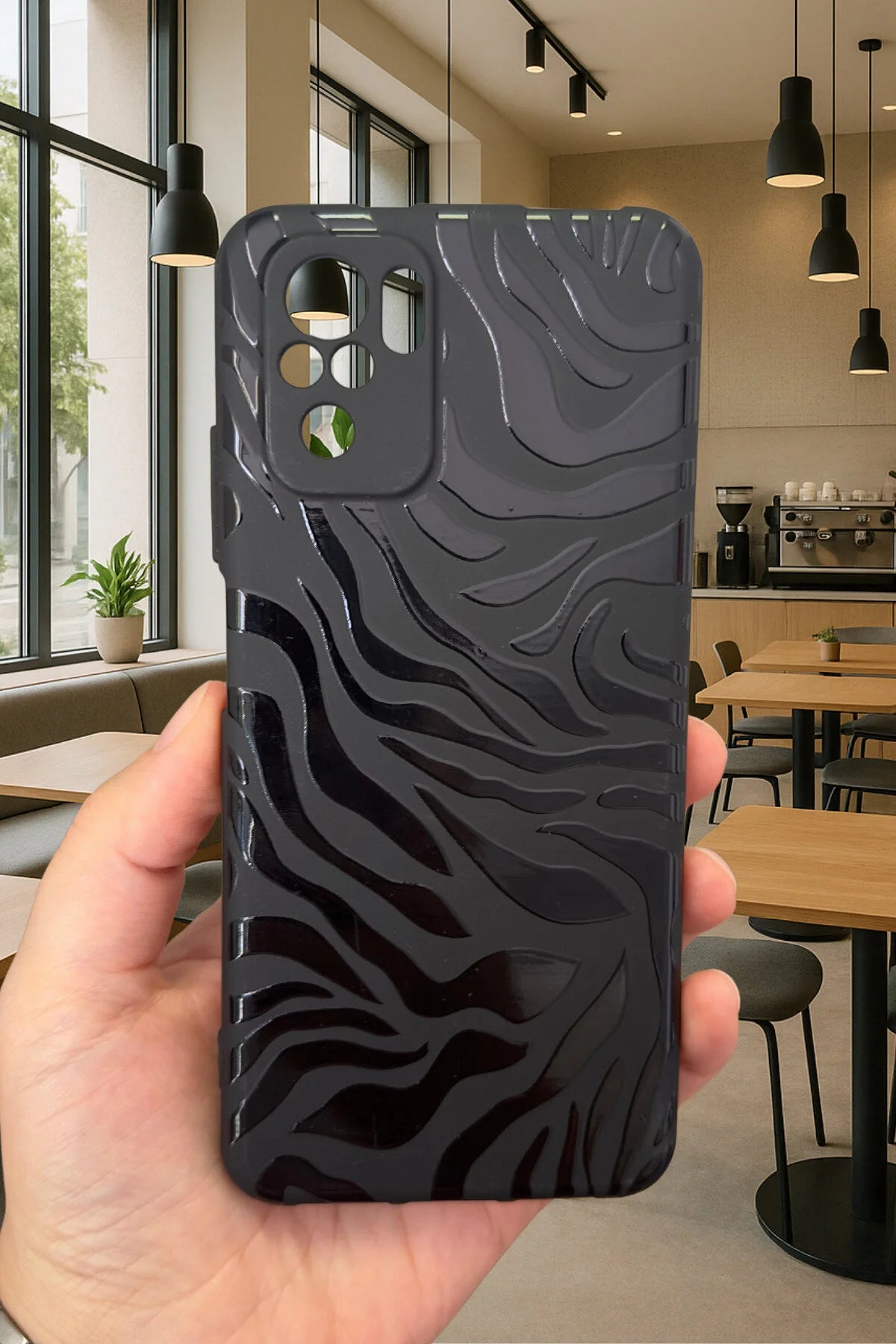 Xiaomi Redmi Note 10/10S Uyumlu ZEBRA DESENLİ Silikon Darbe Emici Klasik Korumalı Rubber Kılıf