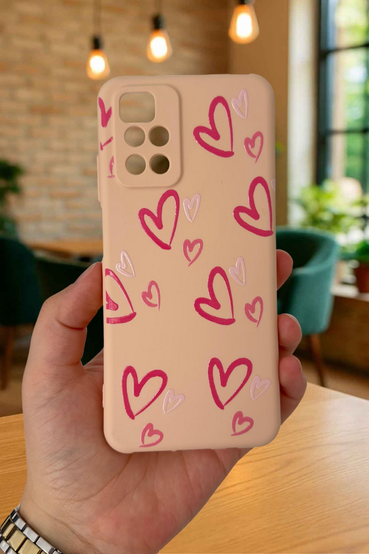 Xiaomi Redmi 10 2022 PEMBE KALP DESENLİ Silikon Darbe Emici Klasik Korumalı Rubber Kılıf