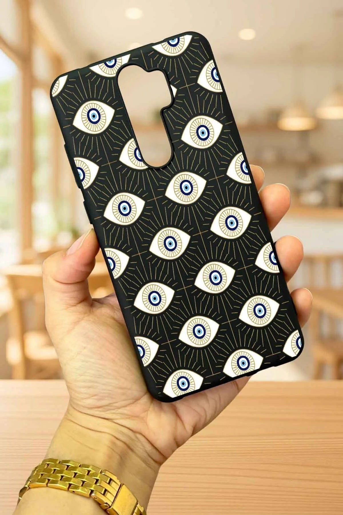 Xiaomi Redmi Note 8 Pro EVIL EYE DESENLİ Silikon Darbe Emici Klasik Korumalı Rubber Kılıf