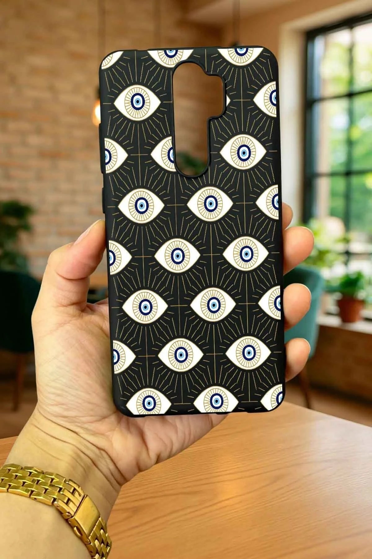Xiaomi Redmi Note 8 Pro EVIL EYE DESENLİ Silikon Darbe Emici Klasik Korumalı Rubber Kılıf