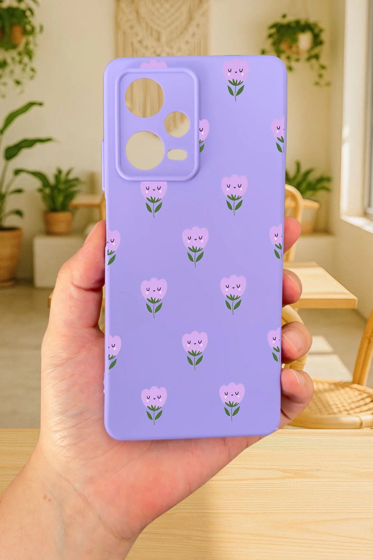 Xiaomi Redmi Note 12 Pro 5G MİNİ LALE DESENLİ Silikon Darbe Emici Klasik Korumalı Rubber Kılıf