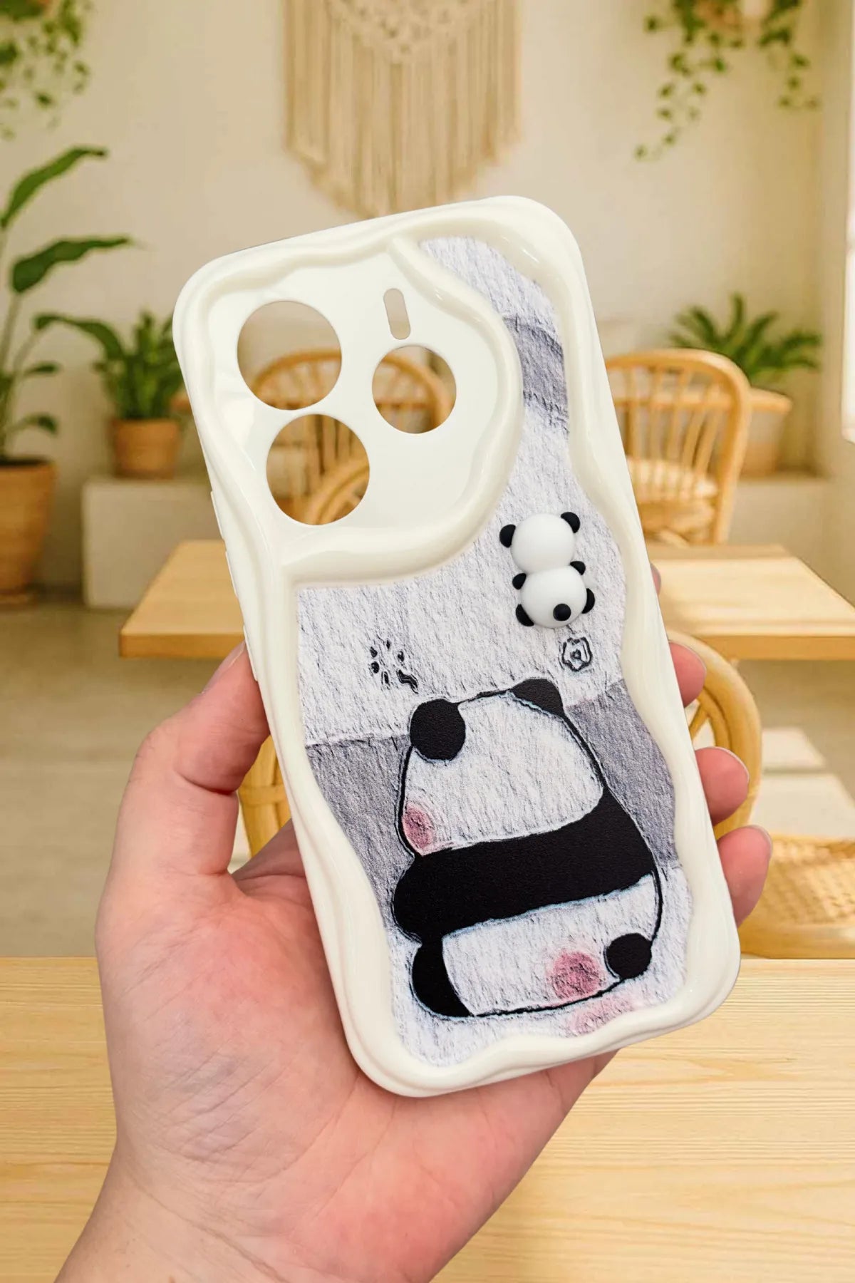 Redmi Note 14 Sevimli Ayıcık Panda Desenli 3 Boyutlu Şirin Parlak Tasarım Panda Kılıf