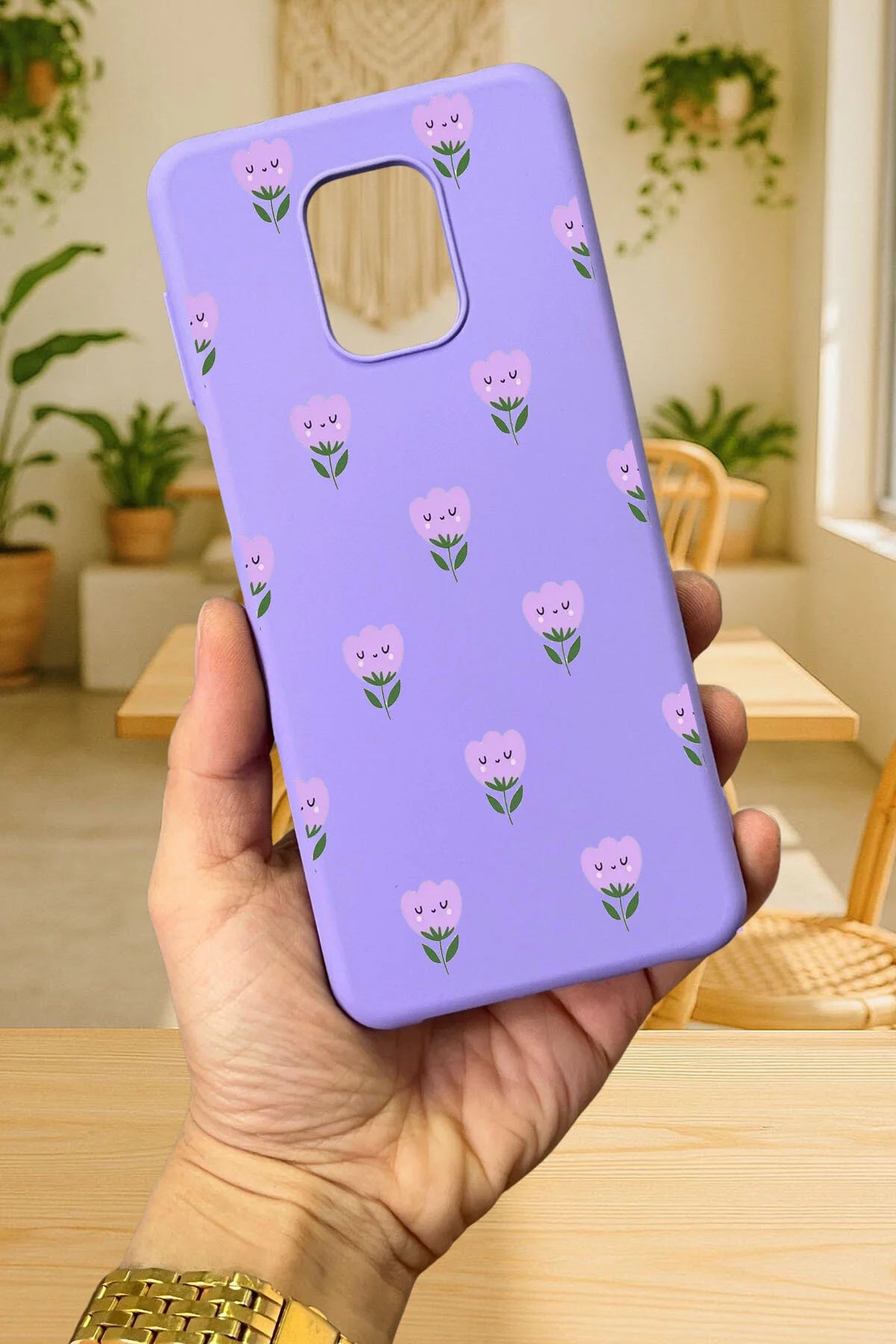 Redmi Note 9 Pro/9S Uyumlu MİNİ LALE DESENLİ Silikon Darbe Emici Klasik Korumalı Rubber Kılıf