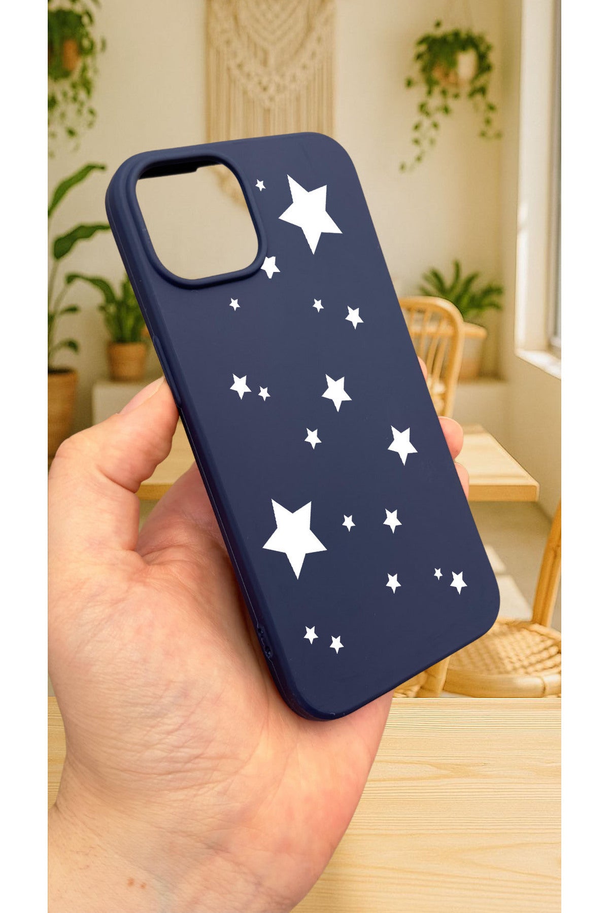 iPhone 13/14 -MİNİ YILDIZ DESENLİ Silikon Darbe Emici Klasik Korumalı Rubber Kılıf