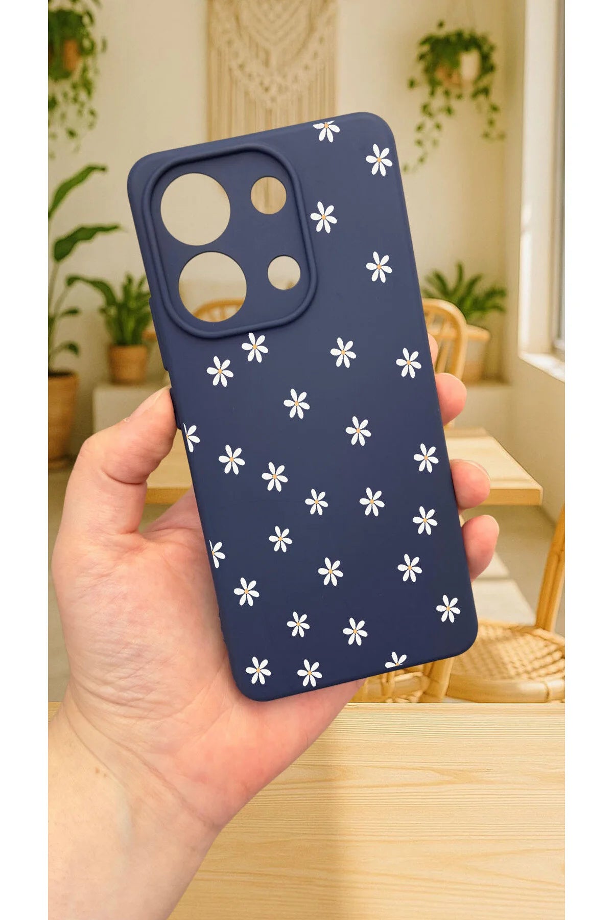 Xiaomi Redmi Note 13 Pro 4G MİNİ PAPATYA DESENLİ Silikon Darbe Emici Klasik Korumalı Rubber Kılıf