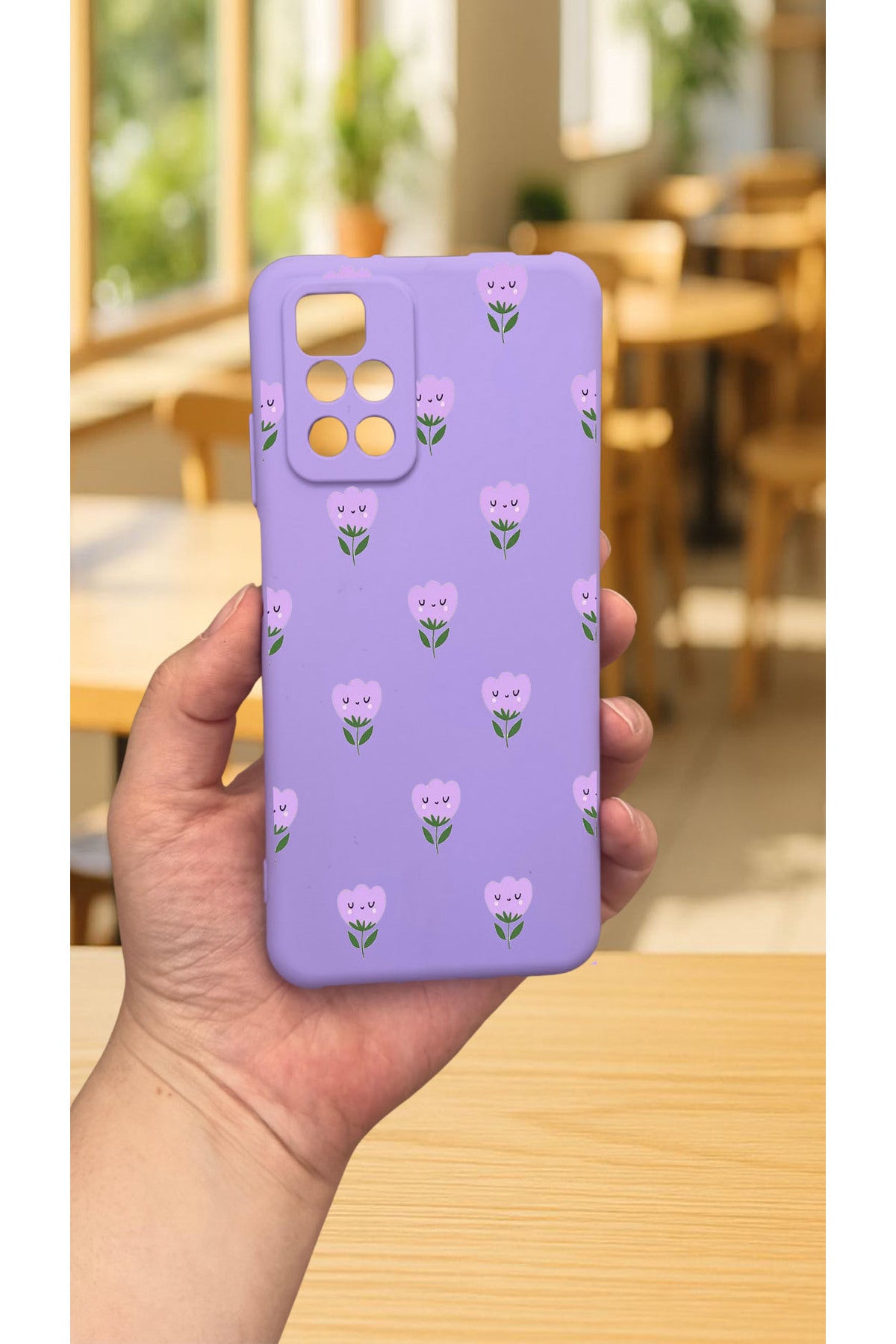 Xiaomi Redmi 10 2022 MİNİ LALE DESENLİ Silikon Darbe Emici Klasik Korumalı Rubber Kılıf