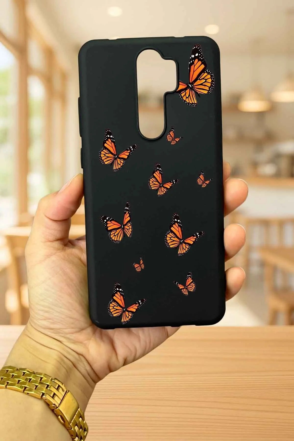 Xiaomi Redmi Note 8 Pro KELEBEK DESENLİ Silikon Darbe Emici Klasik Korumalı Rubber Kılıf