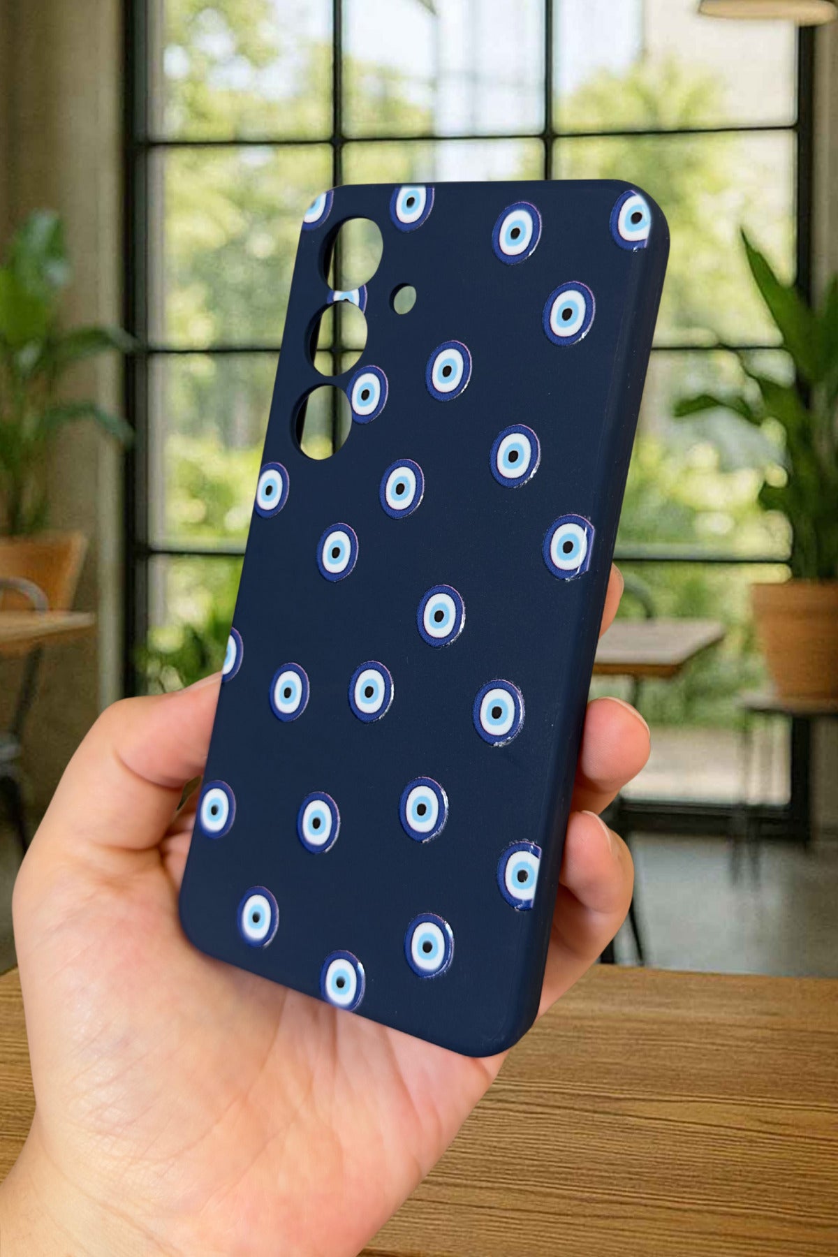 Samsung Galaxy S24- NAZAR BONCUK DESENLİ Silikon Darbe Emici Klasik Korumalı Rubber Kılıf