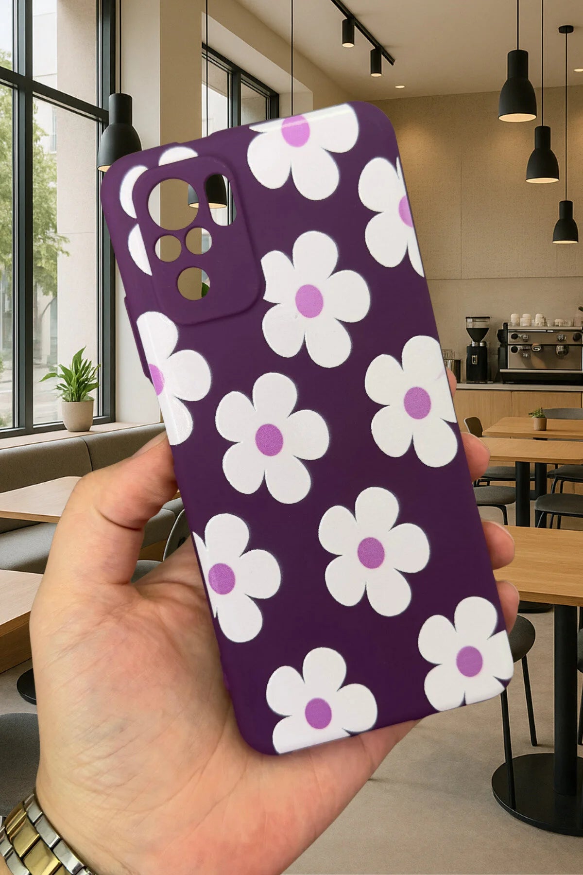 Xiaomi Redmi Note 10 ve 10S Uyumlu MOR PAPATYA Silikon Darbe Emici Klasik Korumalı Rubber Kılıf