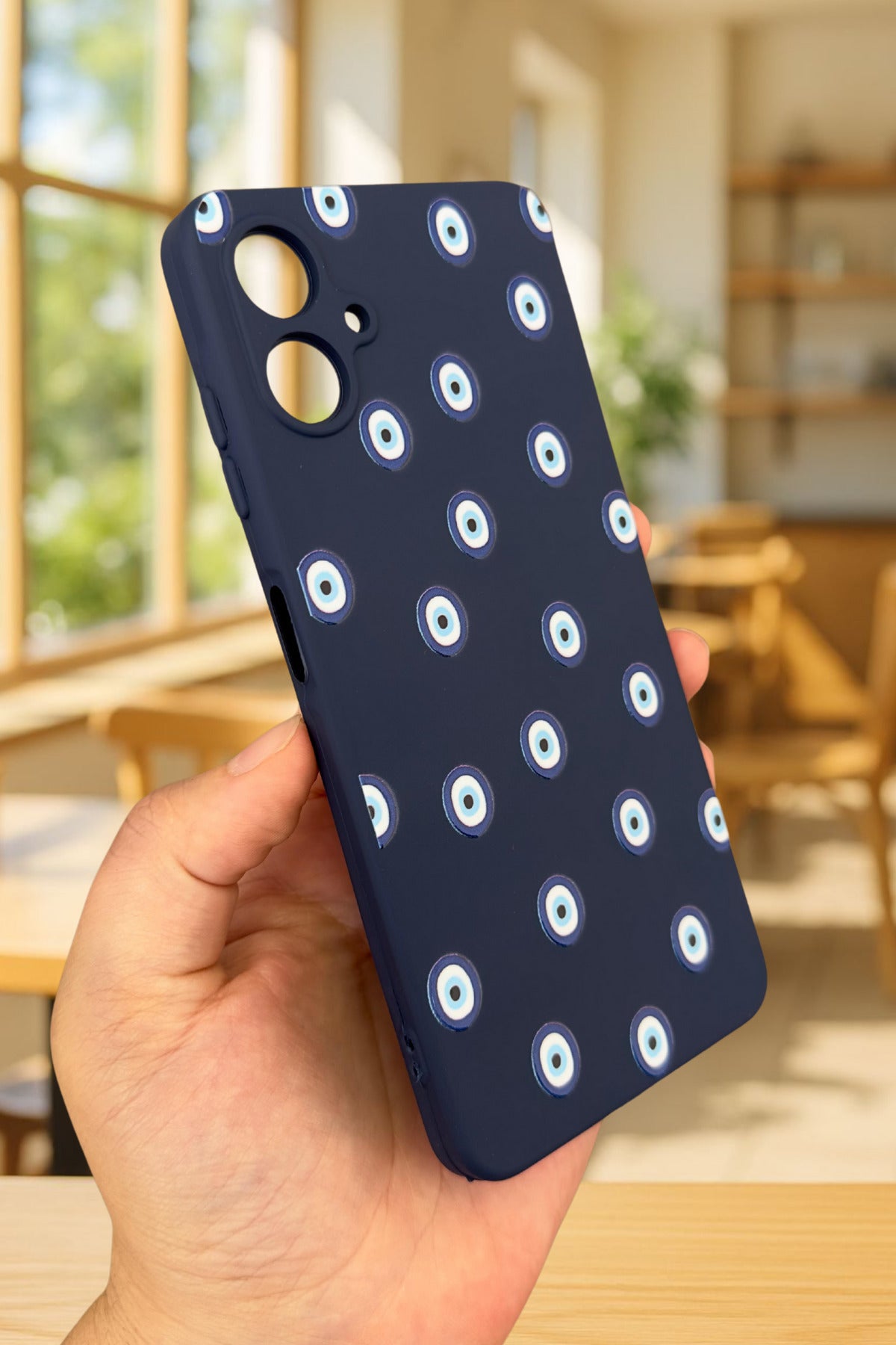 Samsung Galaxy A05 Uyumlu Nazar Boncuk Desenli Silikon Darbe Emici Klasik Korumalı Rubber Kılıf