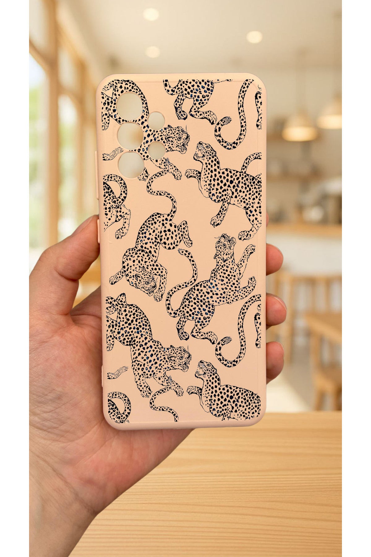 Samsung Galaxy A32 -PUDRA LEOPAR Silikon Darbe Emici Klasik Korumalı Rubber Kılıf