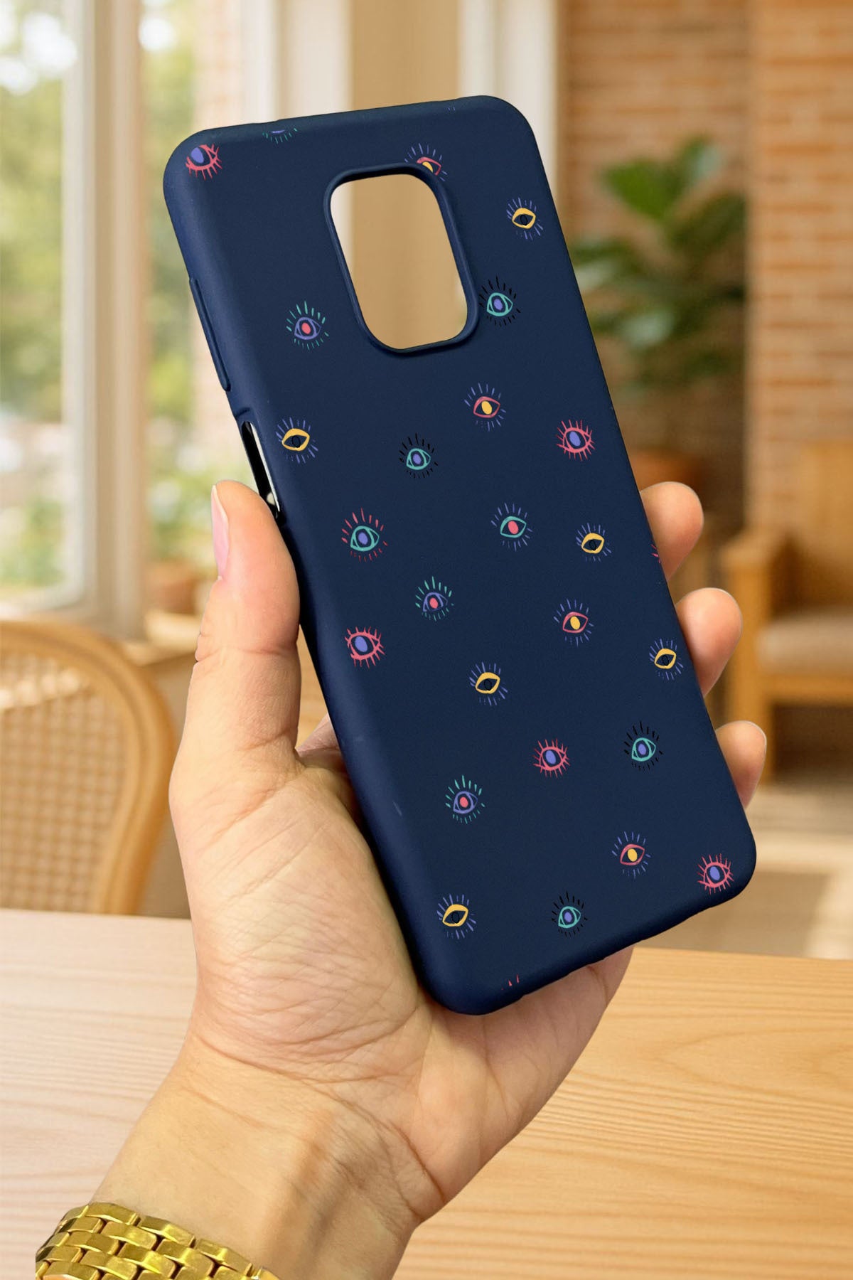 Redmi Note 9 Pro/9S Uyumlu MİNİ EVIL EYE DESENLİ Silikon Darbe Emici Klasik Korumalı Rubber Kılıf