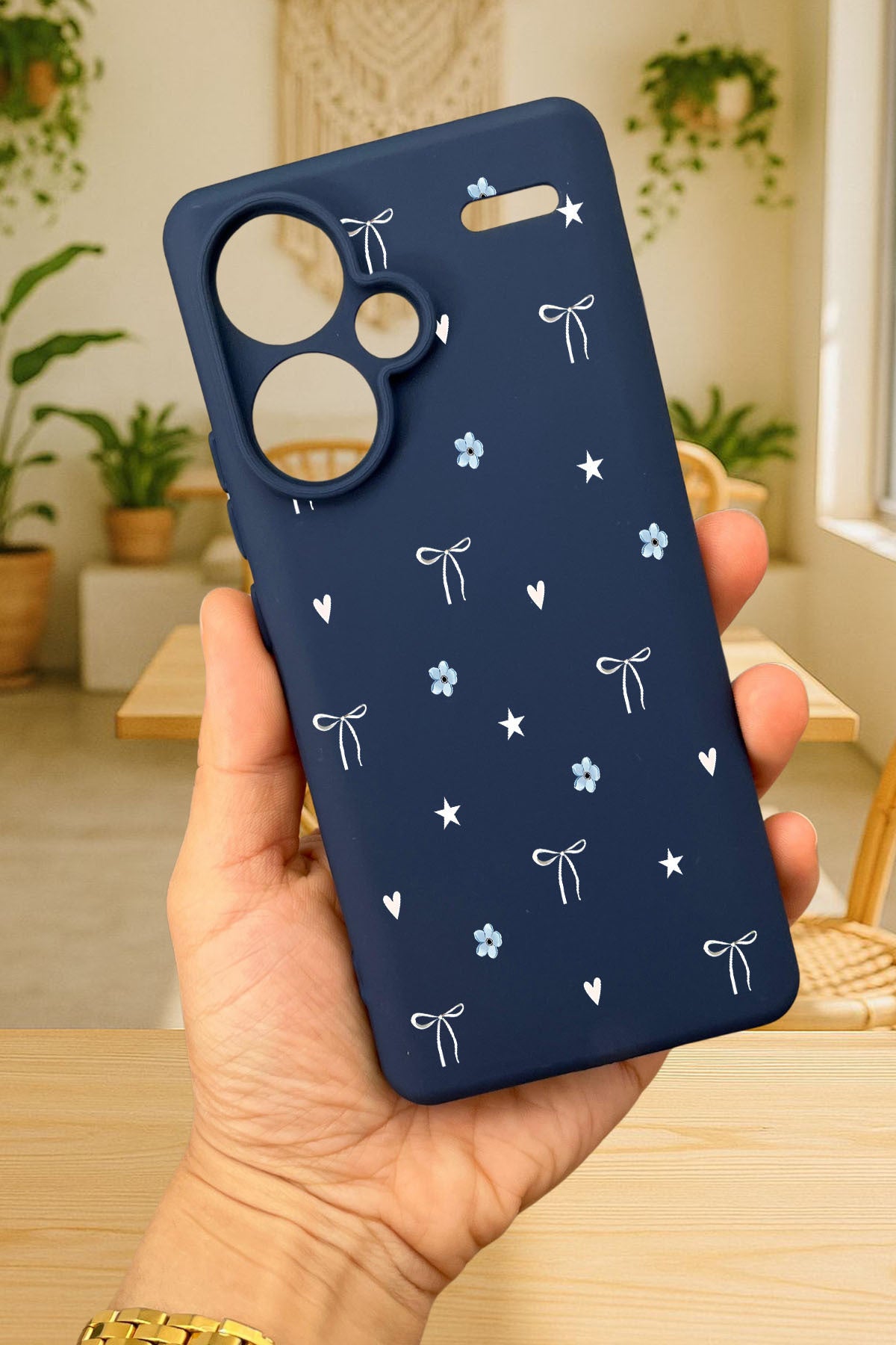 Redmi Note 13 Pro Plus-MİNİ FİYONK DESENLİ Silikon Darbe Emici Klasik Korumalı Rubber Kılıf