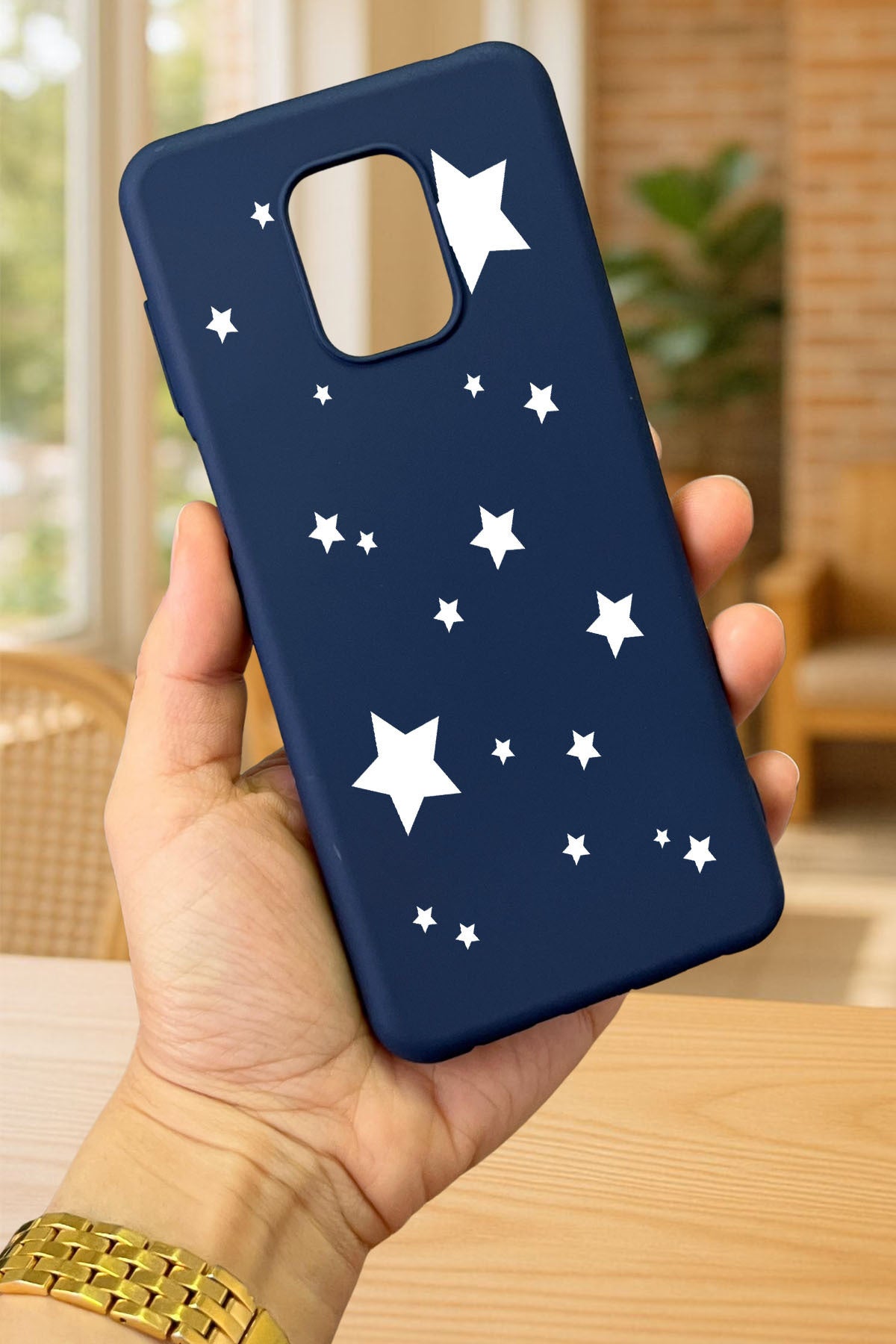 Redmi Note 9 Pro/9S Uyumlu MİNİ YILDIZ DESENLİ Silikon Darbe Emici Klasik Korumalı Rubber Kılıf