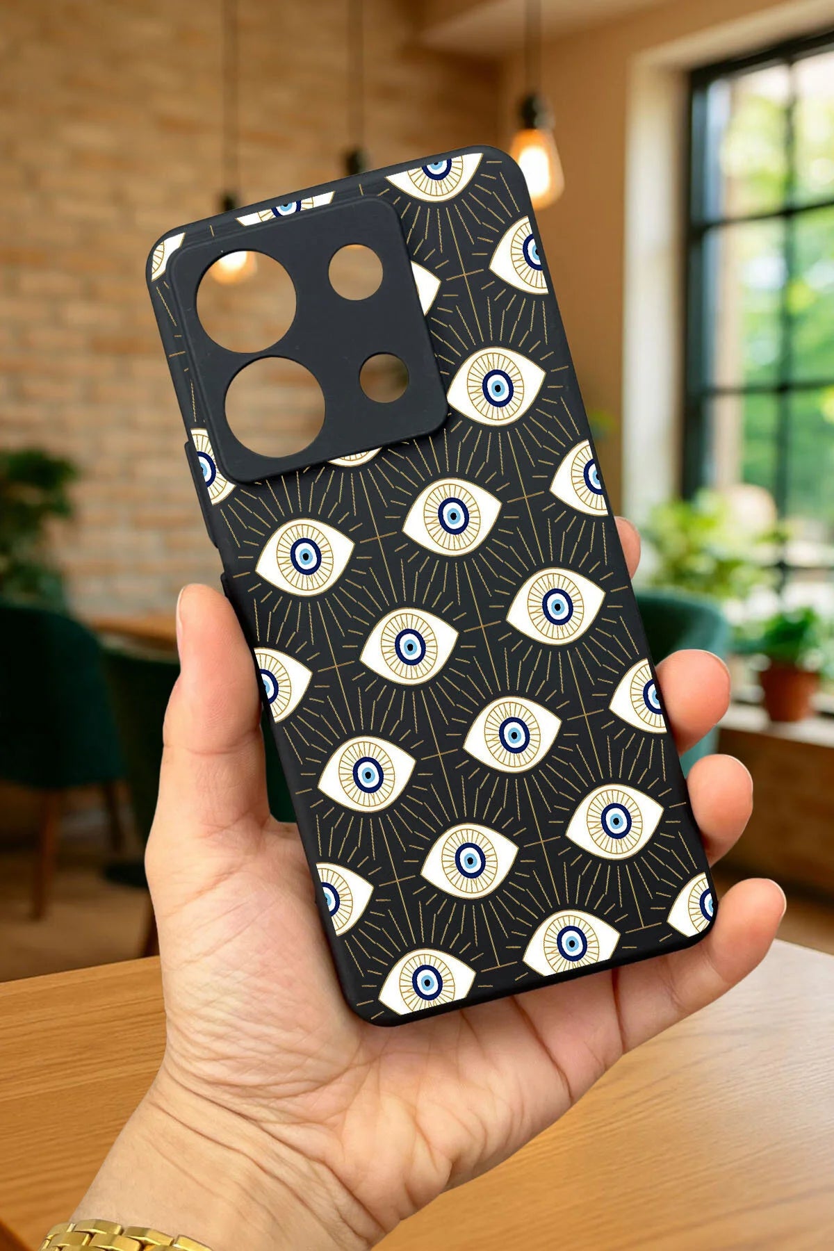 Xiaomi Redmi Note 13 Pro 5G EVIL EYE DESENLİ Silikon Darbe Emici Klasik Korumalı Rubber Kılıf