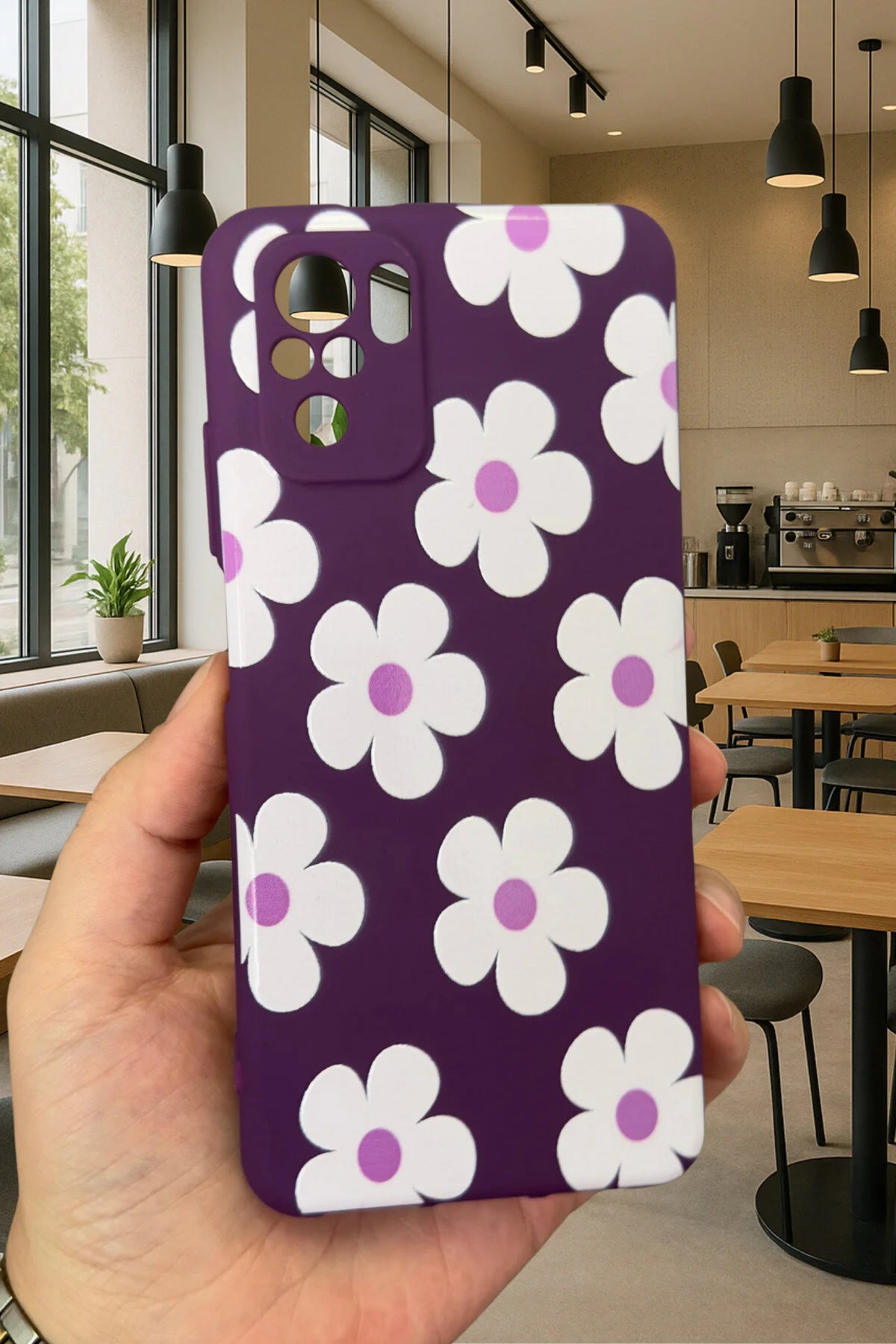 Xiaomi Redmi Note 10 ve 10S Uyumlu MOR PAPATYA Silikon Darbe Emici Klasik Korumalı Rubber Kılıf