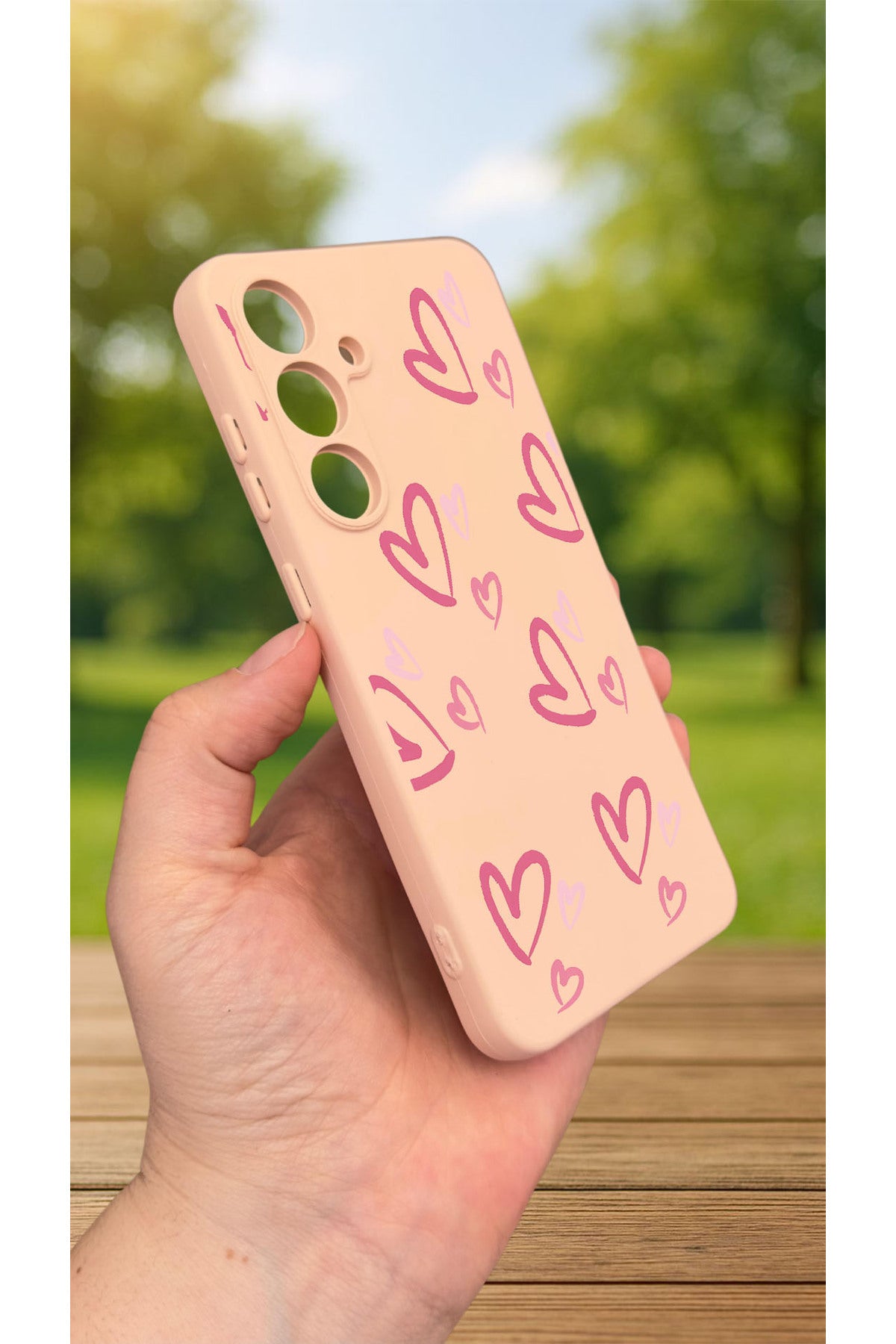 Samsung Galaxy S23FE -PEMBE KALP DESENLİ Silikon Darbe Emici Klasik Korumalı Rubber Kılıf