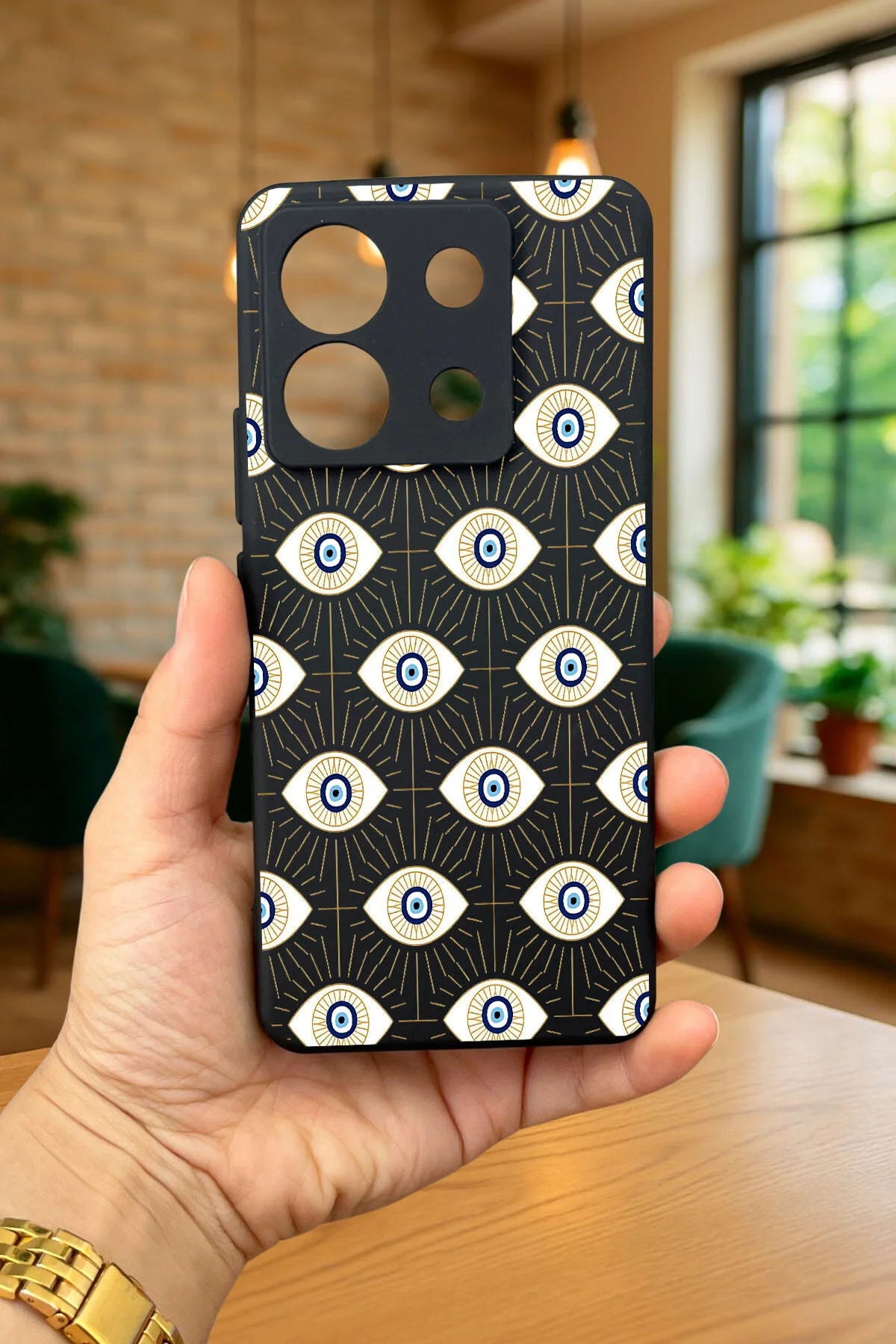 Xiaomi Redmi Note 13 Pro 5G EVIL EYE DESENLİ Silikon Darbe Emici Klasik Korumalı Rubber Kılıf