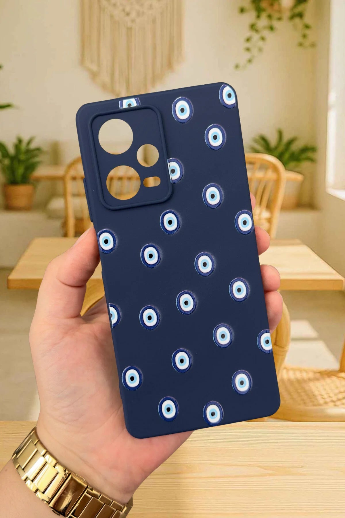 Xiaomi Redmi Note 12 Pro5G-NAZAR BONCUK DESENLİ Silikon Darbe Emici Klasik Korumalı Rubber Kılıf