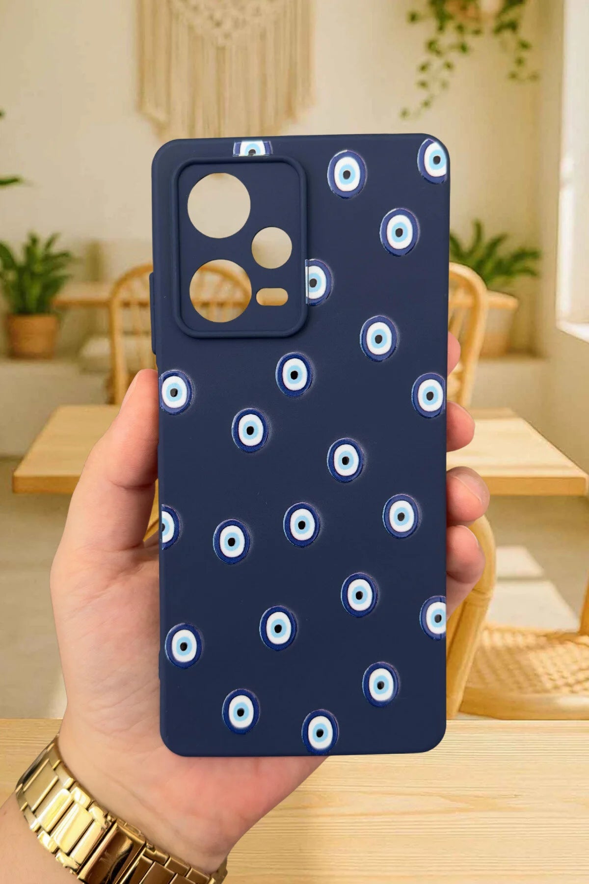 Xiaomi Redmi Note 12 Pro5G-NAZAR BONCUK DESENLİ Silikon Darbe Emici Klasik Korumalı Rubber Kılıf