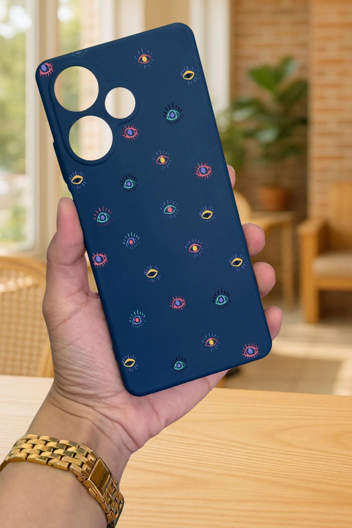 İNFİNİX HOT 30 -MİNİ EVIL EYE DESENLİ Silikon Darbe Emici Klasik Korumalı Rubber Kılıf