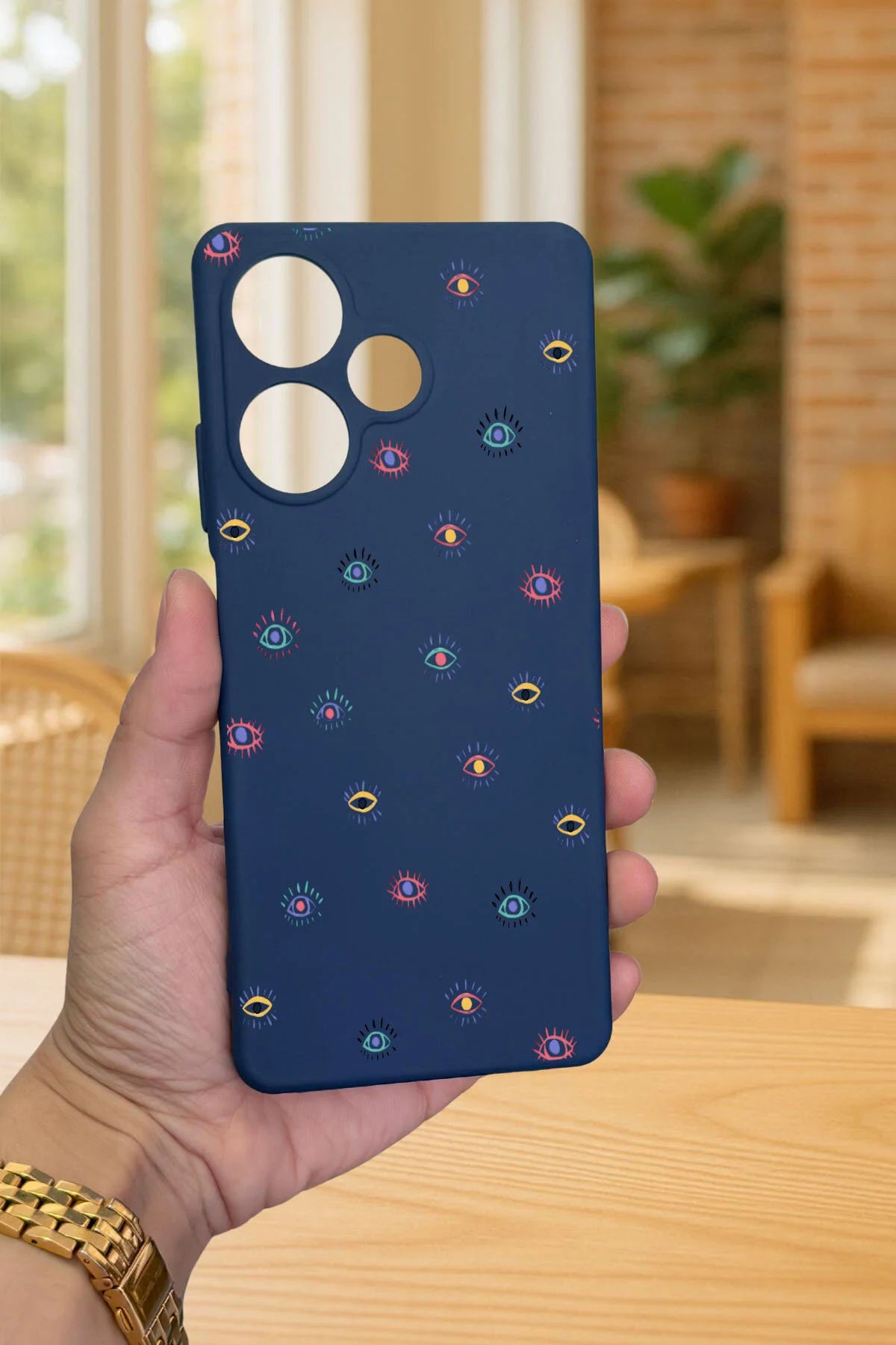 İNFİNİX HOT 30 -MİNİ EVIL EYE DESENLİ Silikon Darbe Emici Klasik Korumalı Rubber Kılıf