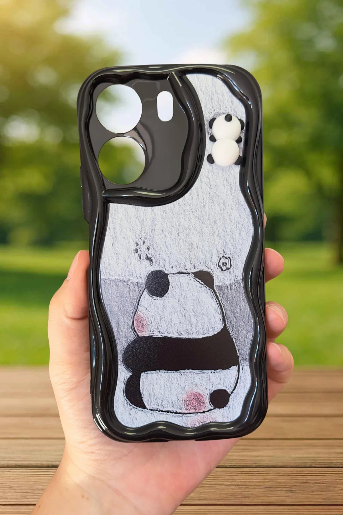 Redmi 13C Sevimli Ayıcık Panda Desenli 3 Boyutlu Şirin Parlak Tasarım Panda Kılıf