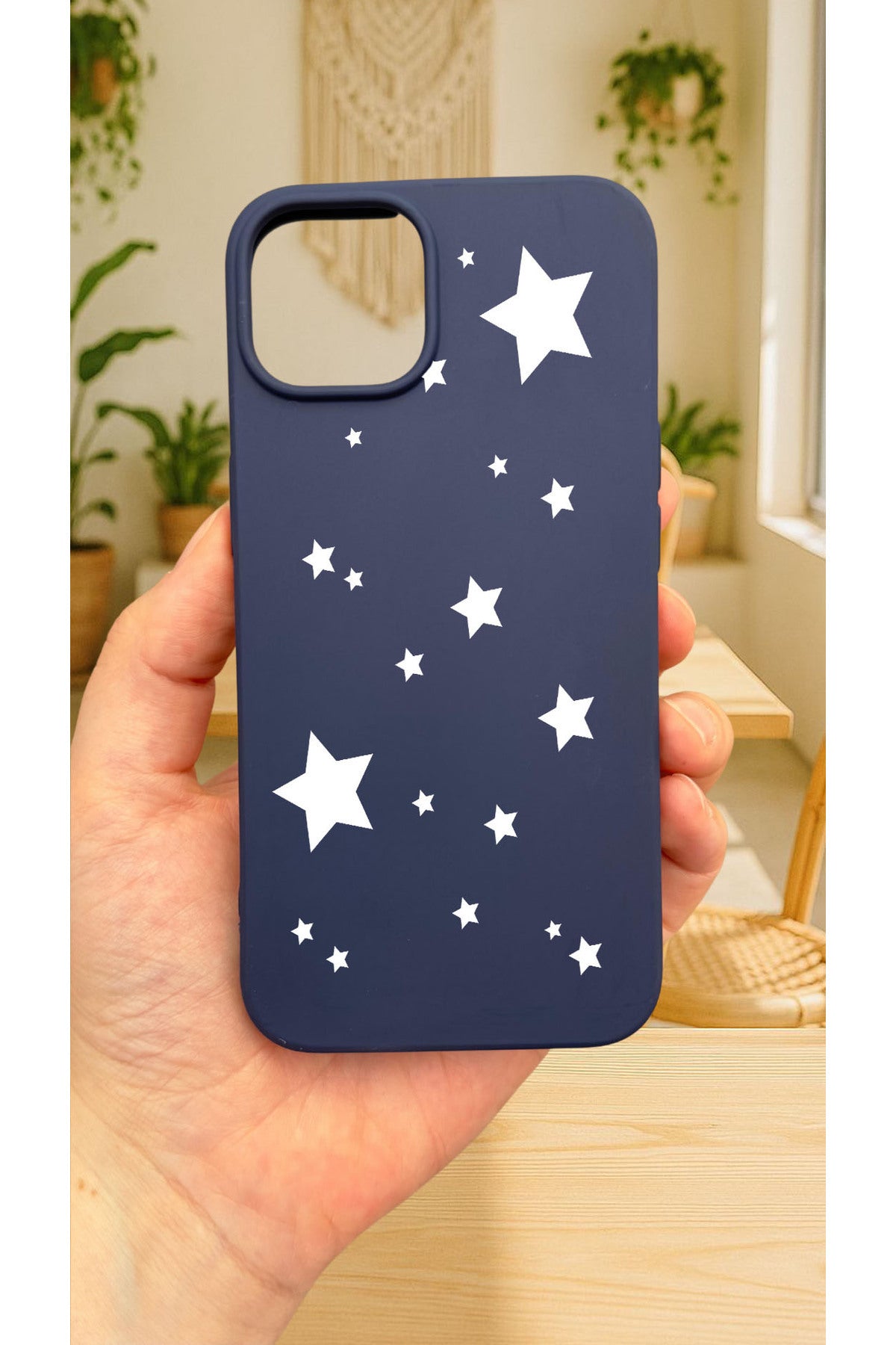 iPhone 13/14 -MİNİ YILDIZ DESENLİ Silikon Darbe Emici Klasik Korumalı Rubber Kılıf