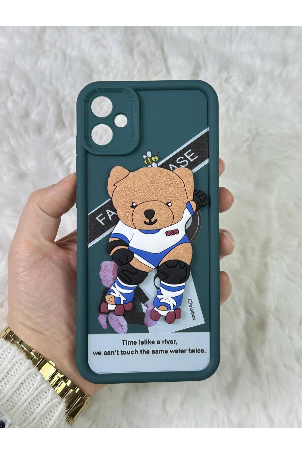 Samsung Galaxy A05 - Kabartmalı 3D Ayıcık Desenli Silikon Kamera Korumalı Lansman Ayıcıklı Kılıf