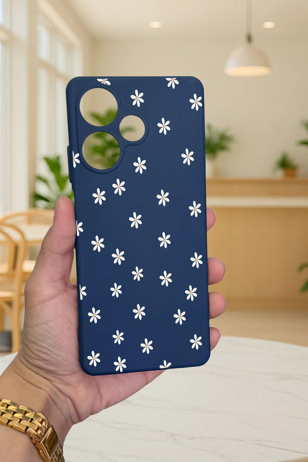 İNFİNİX HOT 30 -MİNİ PAPATYA DESENLİ Silikon Darbe Emici Klasik Korumalı Rubber Kılıf