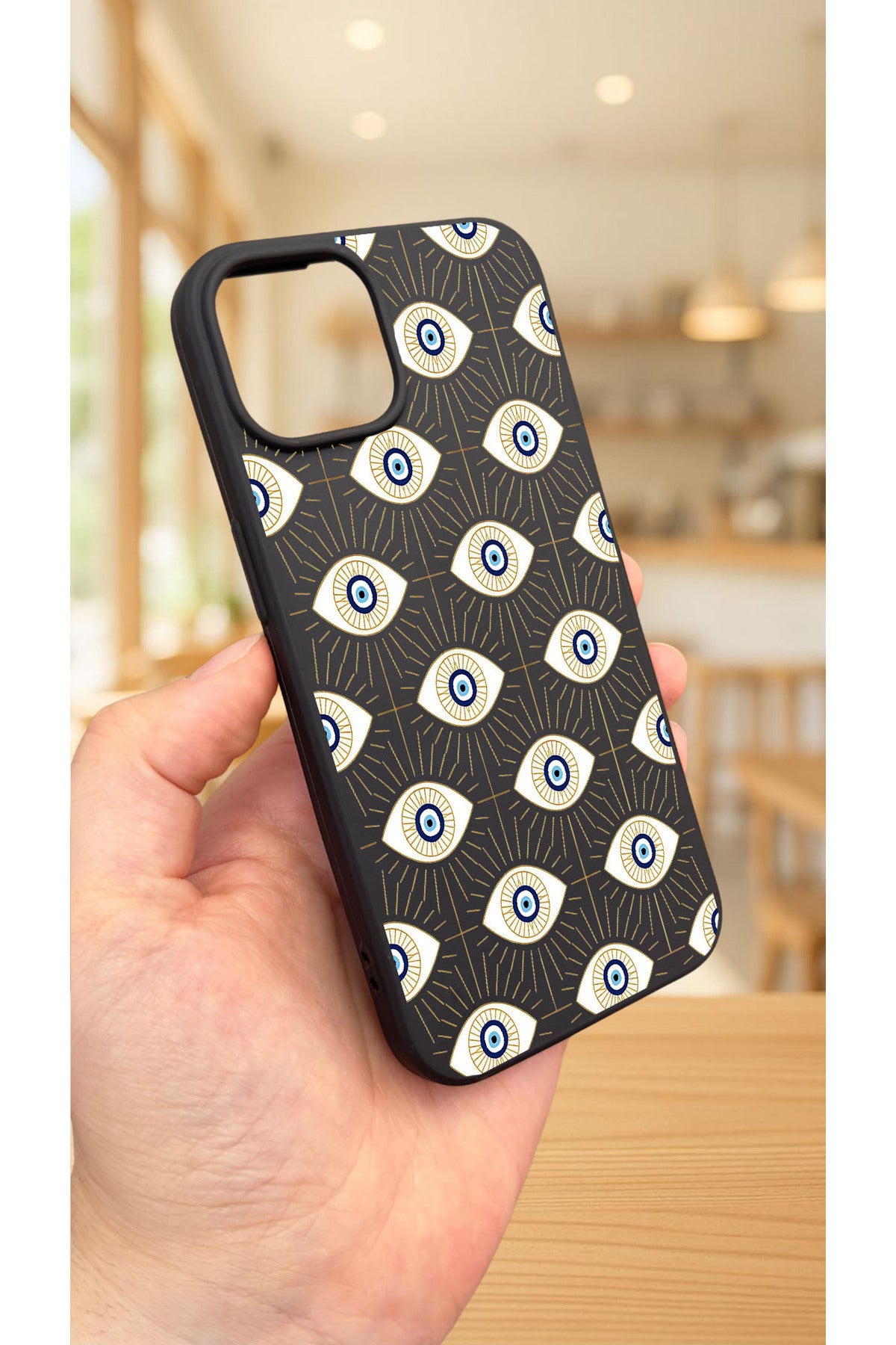 iPhone 13 - EVIL EYE DESENLİ Silikon Darbe Emici Klasik Korumalı Rubber Kılıf