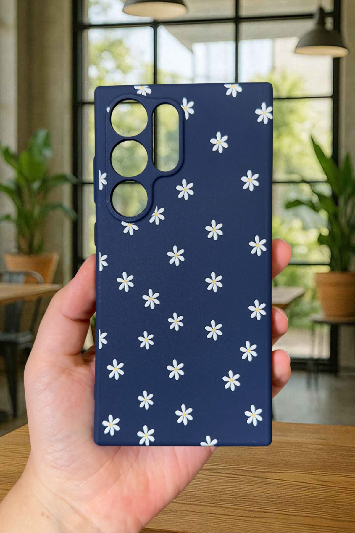 Samsung Galaxy S24 Ultra - MİNİ PAPATYA DESENLİ Silikon Darbe Emici Klasik Korumalı Rubber Kılıf