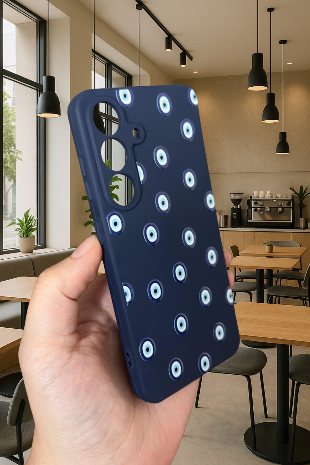 Samsung Galaxy A16 - NAZAR BONCUK DESENLİ Silikon Darbe Emici Klasik Korumalı Rubber Kılıf