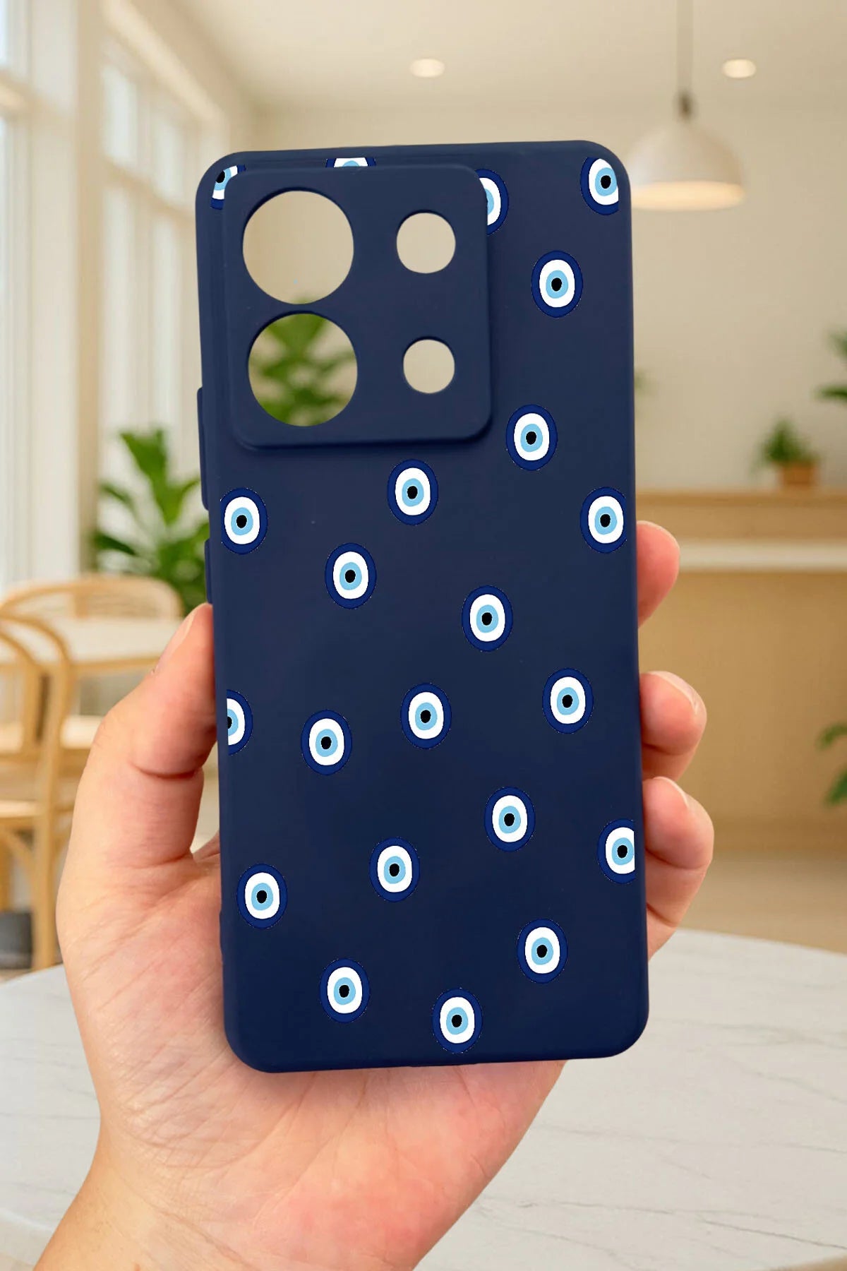 Xiaomi Redmi Note 13 Pro 5G NAZAR BONCUK DESENLİ Silikon Darbe Emici Klasik Korumalı Rubber Kılıf